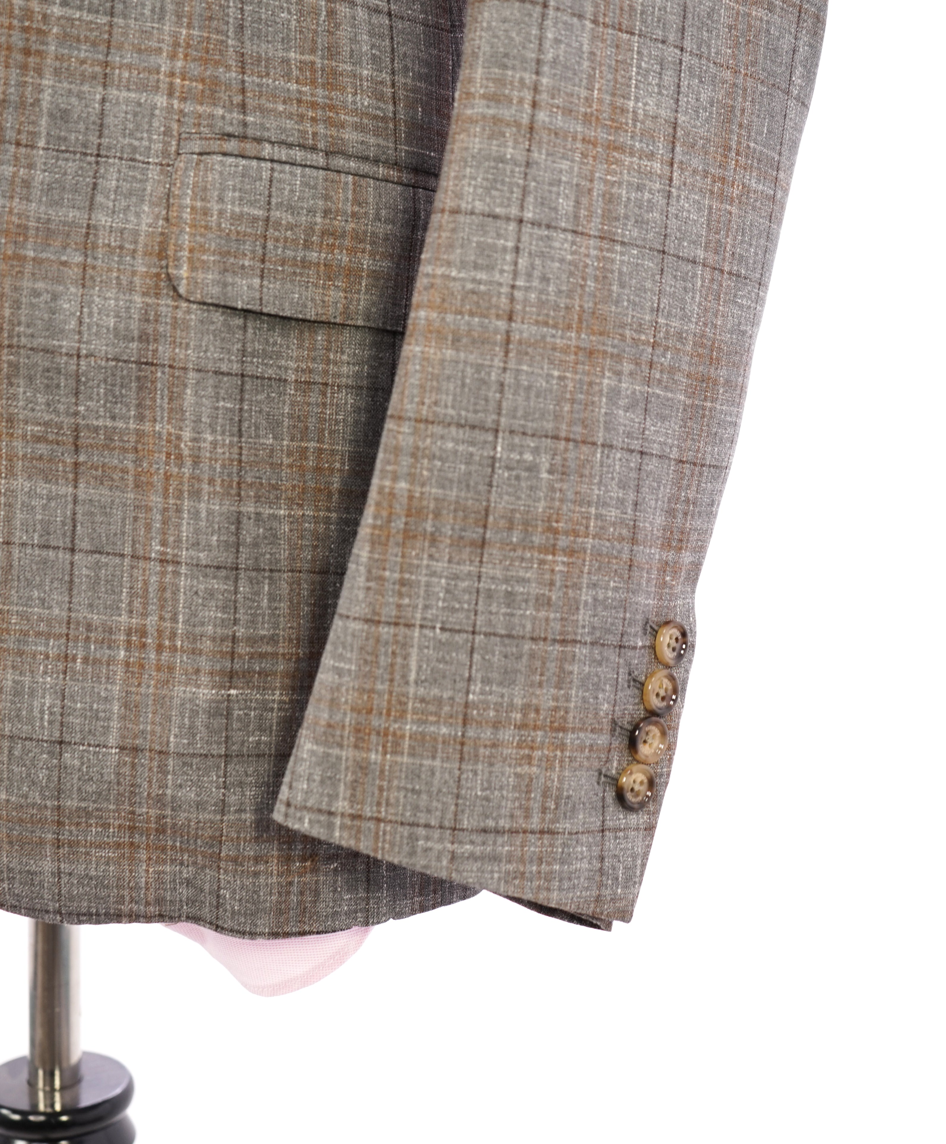 ELEVENTY - "PREMIUM" Camel & Gray Check WOOL/SILK/LINEN Suit - 38R
