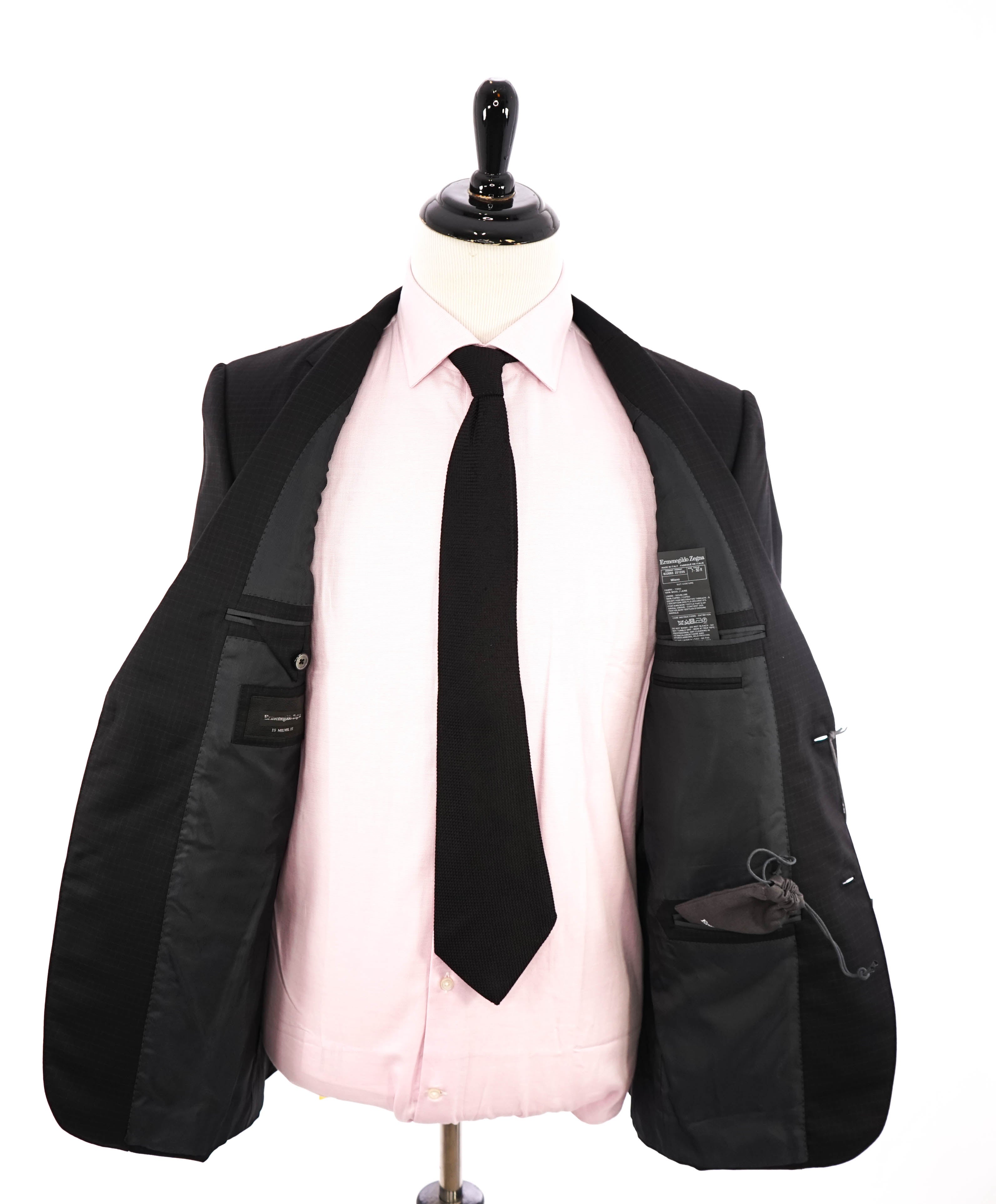 ERMENEGILDO ZEGNA - "15 MILMIL 15" Black Check Plaid Premium Fabric Suit - 40R