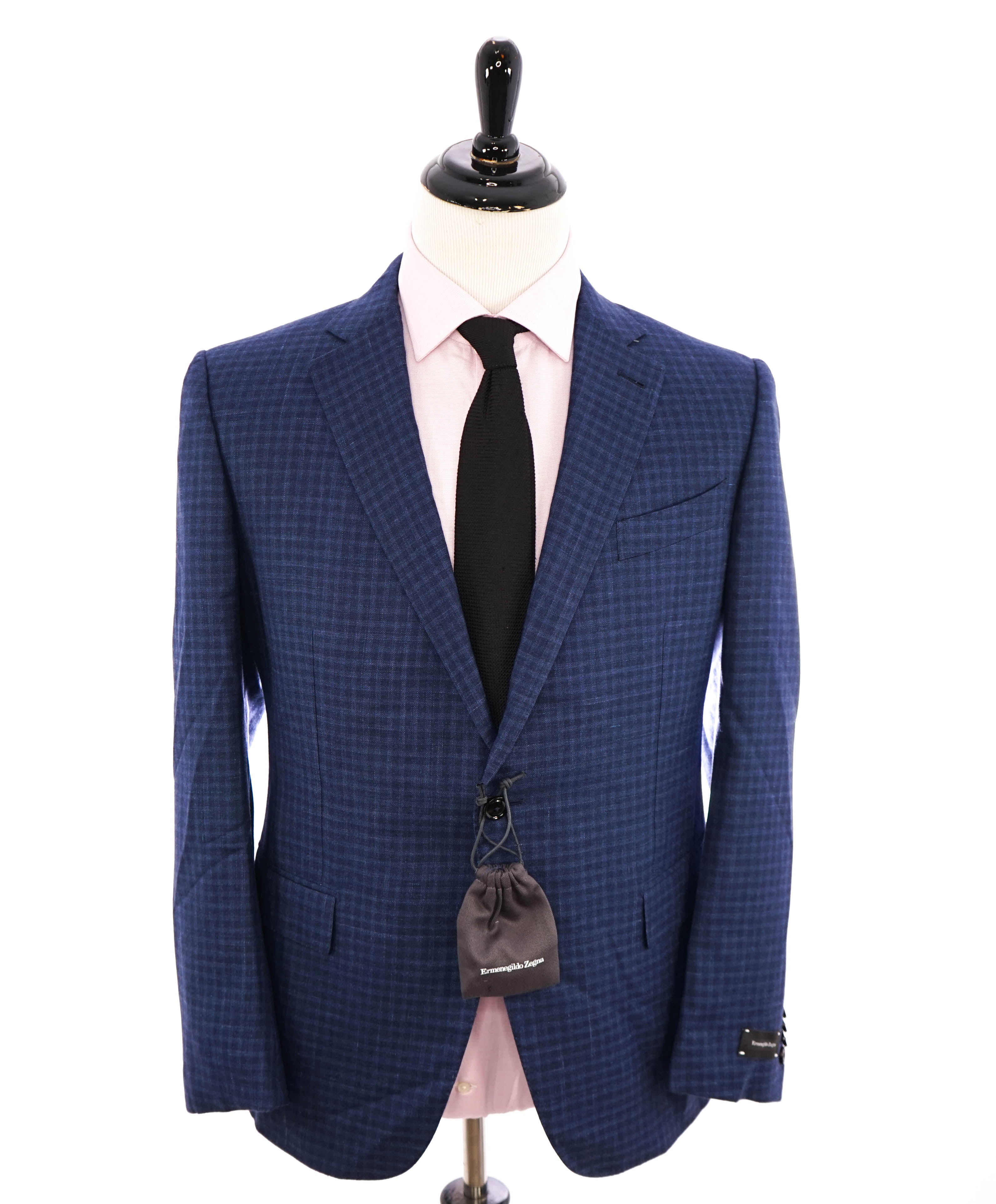 ERMENEGILDO ZEGNA - Blue Bold Check *CASHMERE* SILK/LINEN Blazer - 42S