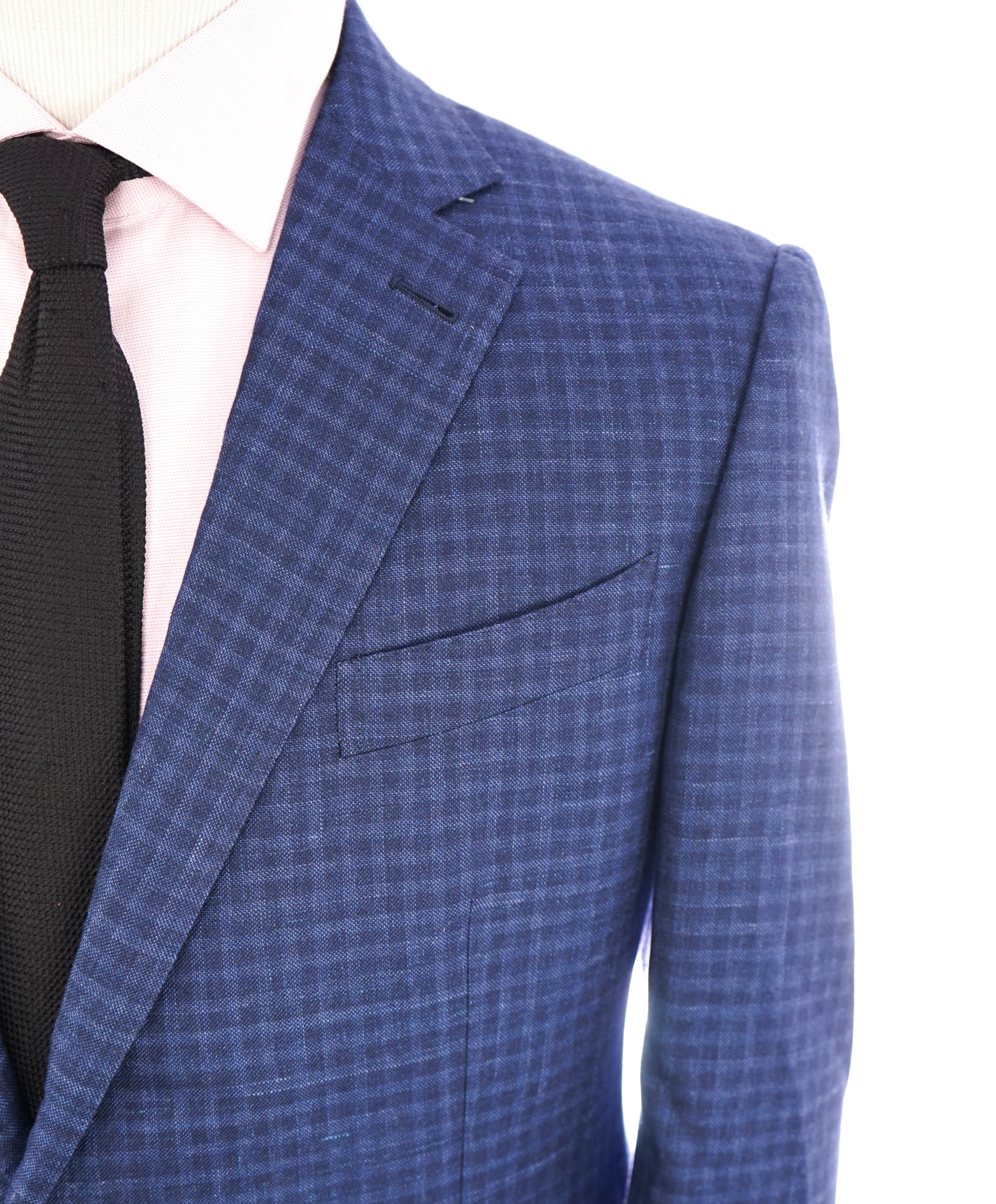 ERMENEGILDO ZEGNA - Blue Bold Check *CASHMERE* SILK/LINEN Blazer - 42S