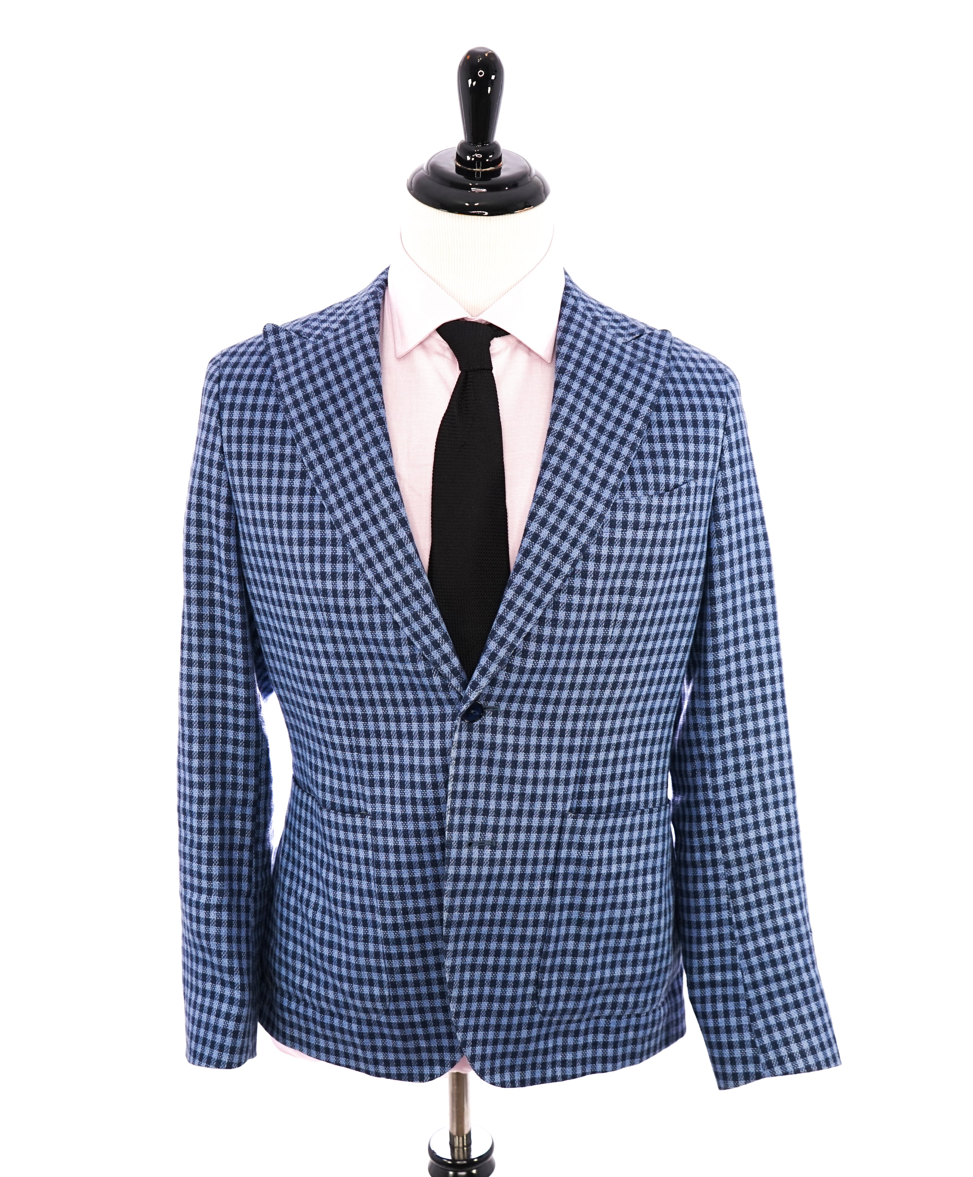 PAOLONI - TOM FORD STYLE - Wide Peak Lapel Plaid Linen Blazer - 40R