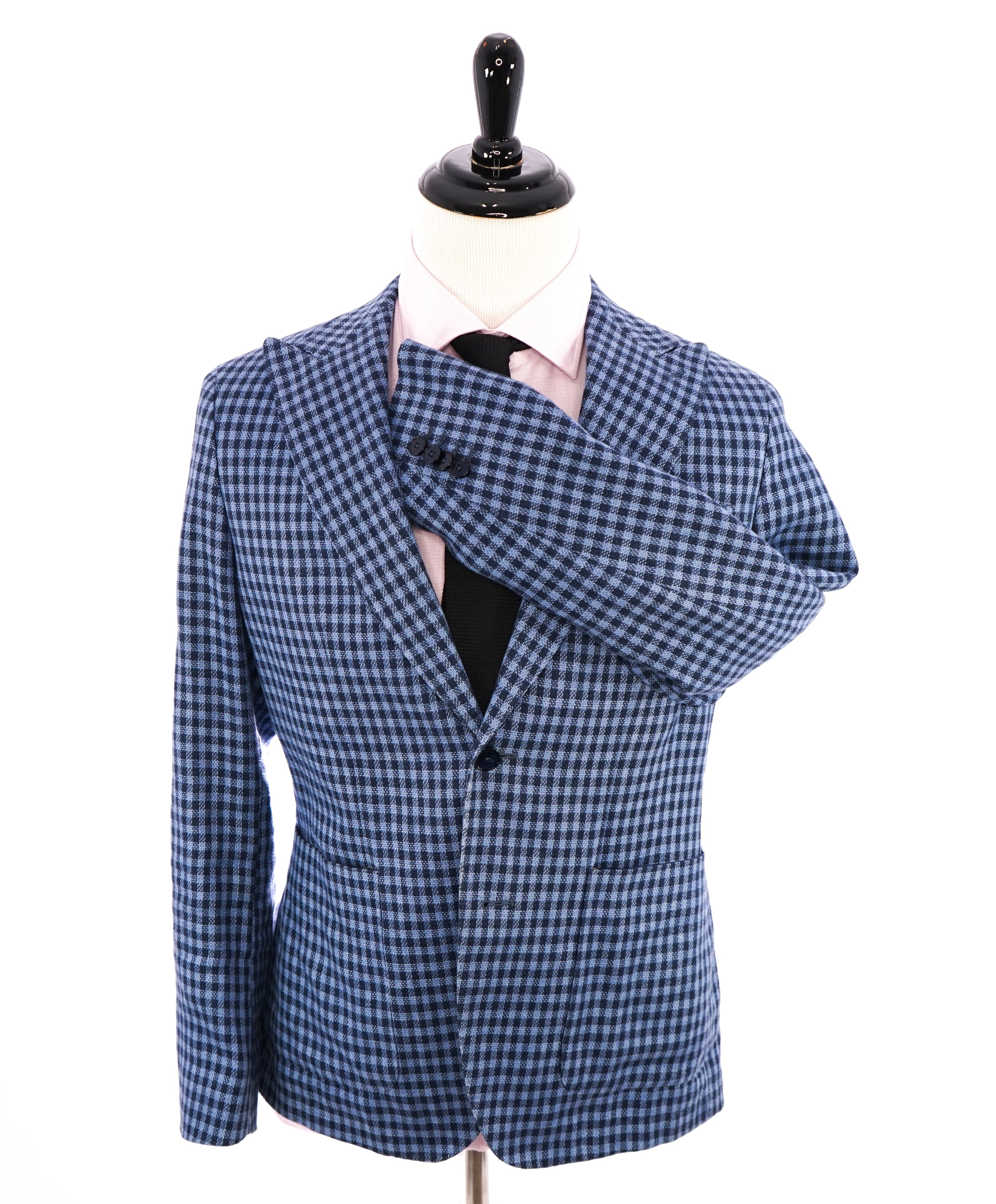 PAOLONI - TOM FORD STYLE - Wide Peak Lapel Plaid Linen Blazer - 40R