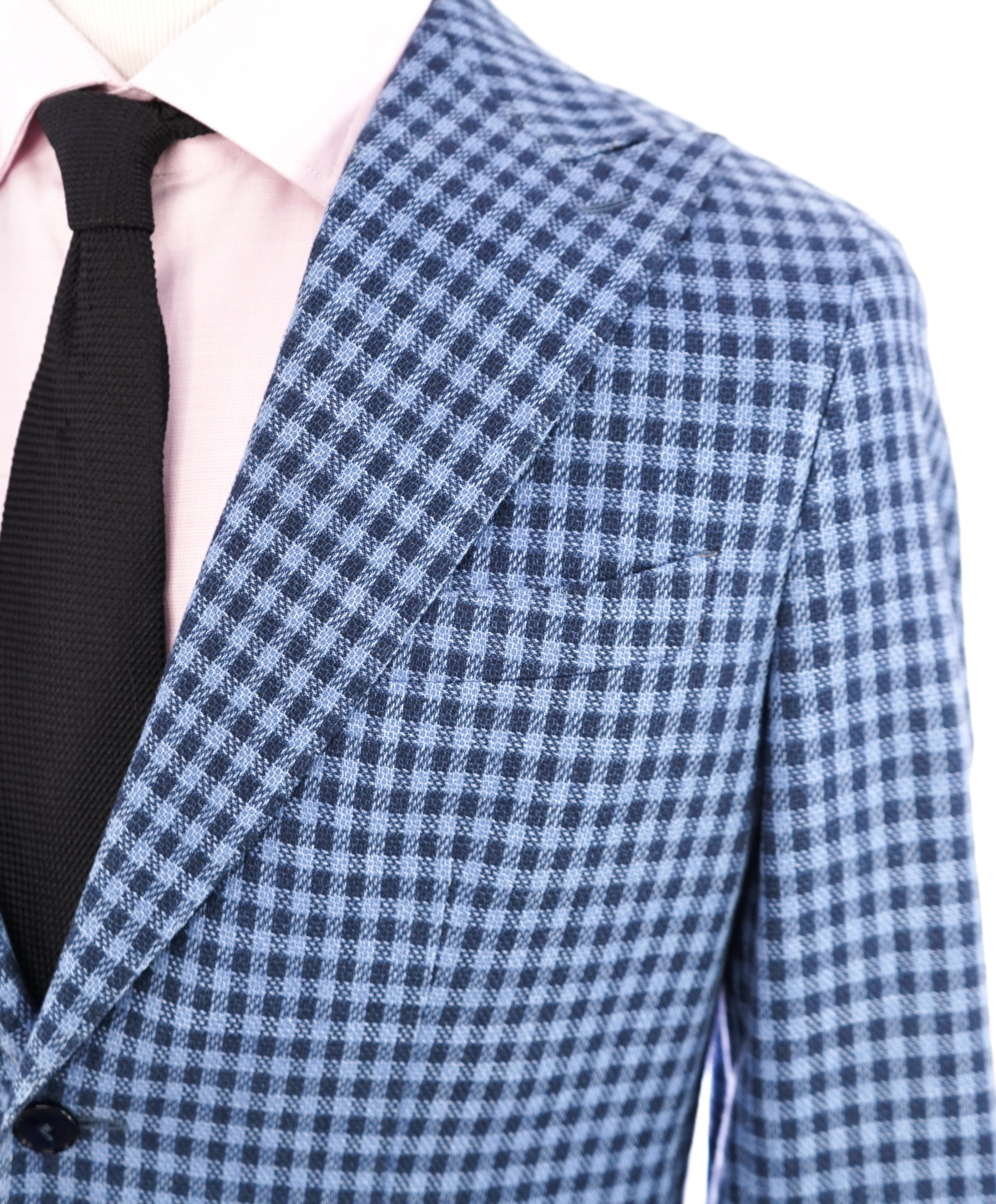 PAOLONI - TOM FORD STYLE - Wide Peak Lapel Plaid Linen Blazer - 40R