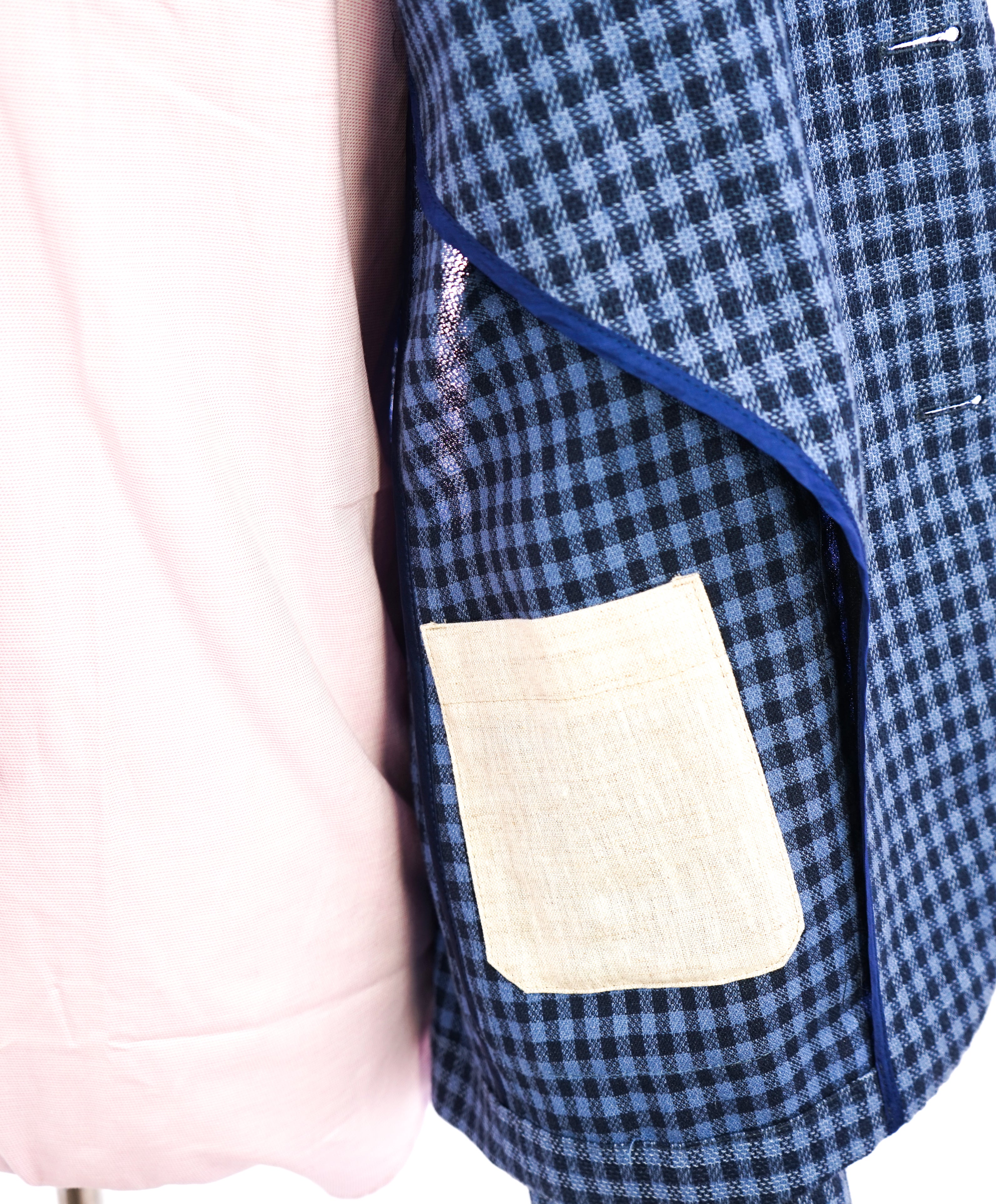 PAOLONI - TOM FORD STYLE - Wide Peak Lapel Plaid Linen Blazer - 40R