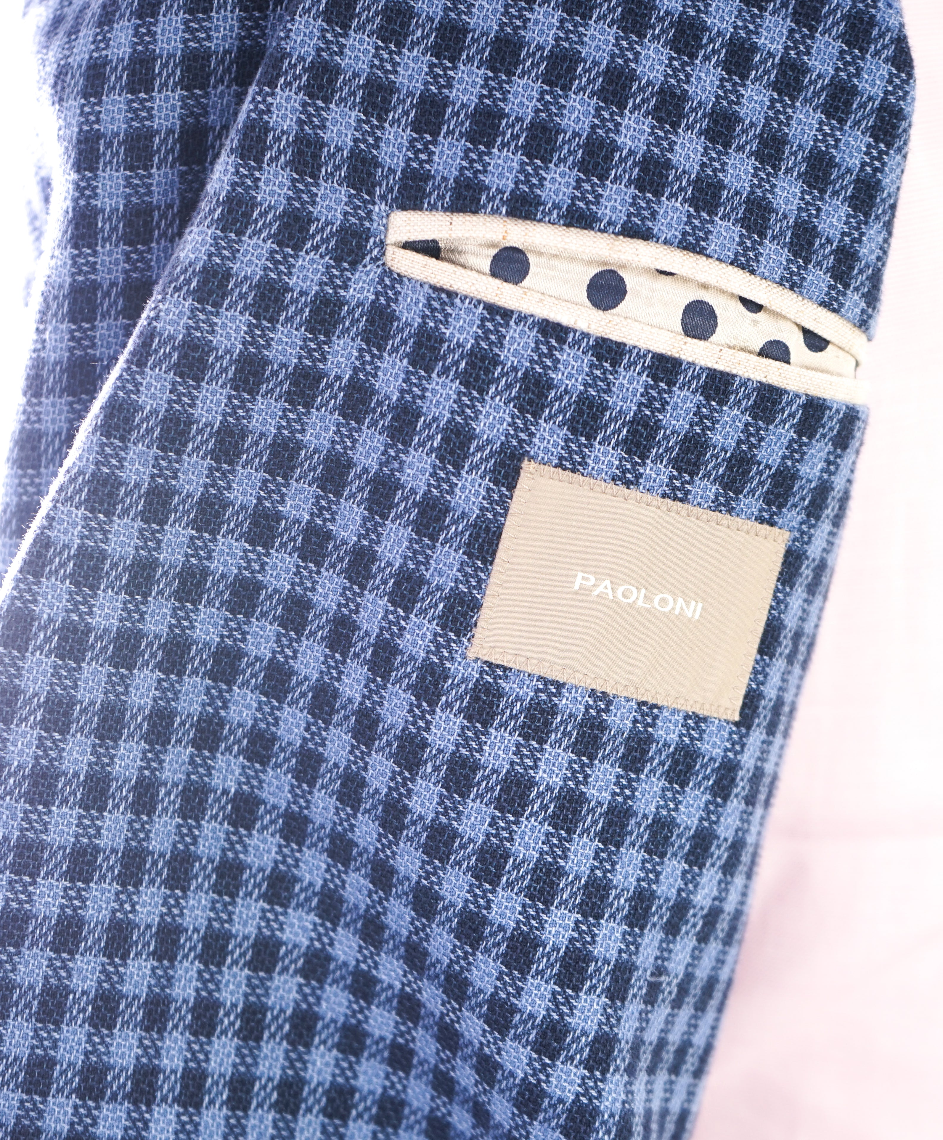 PAOLONI - TOM FORD STYLE - Wide Peak Lapel Plaid Linen Blazer - 40R