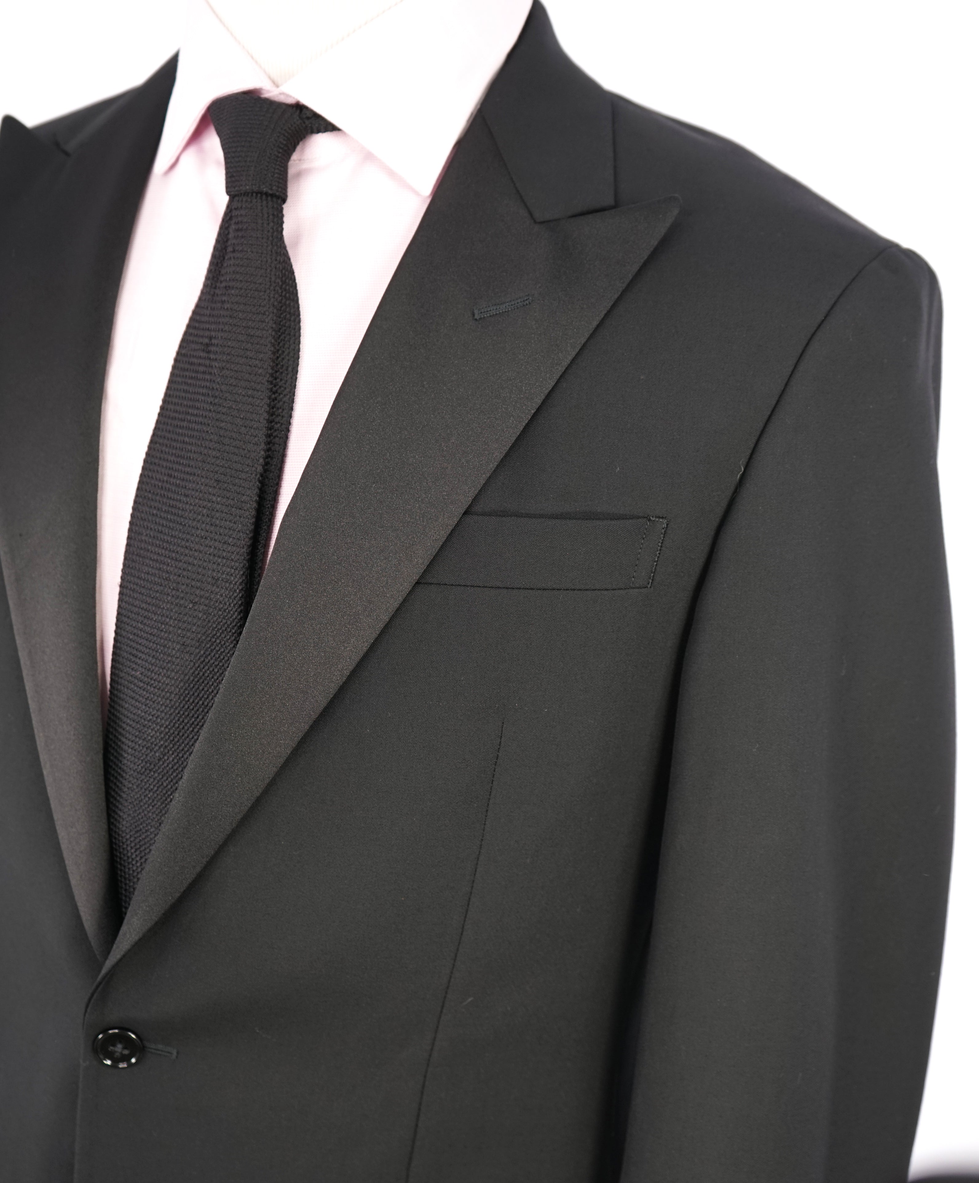 RALPH LAUREN BLUE LABEL "POLO" - Black Tuxedo Suit With Side Tabs - 40R