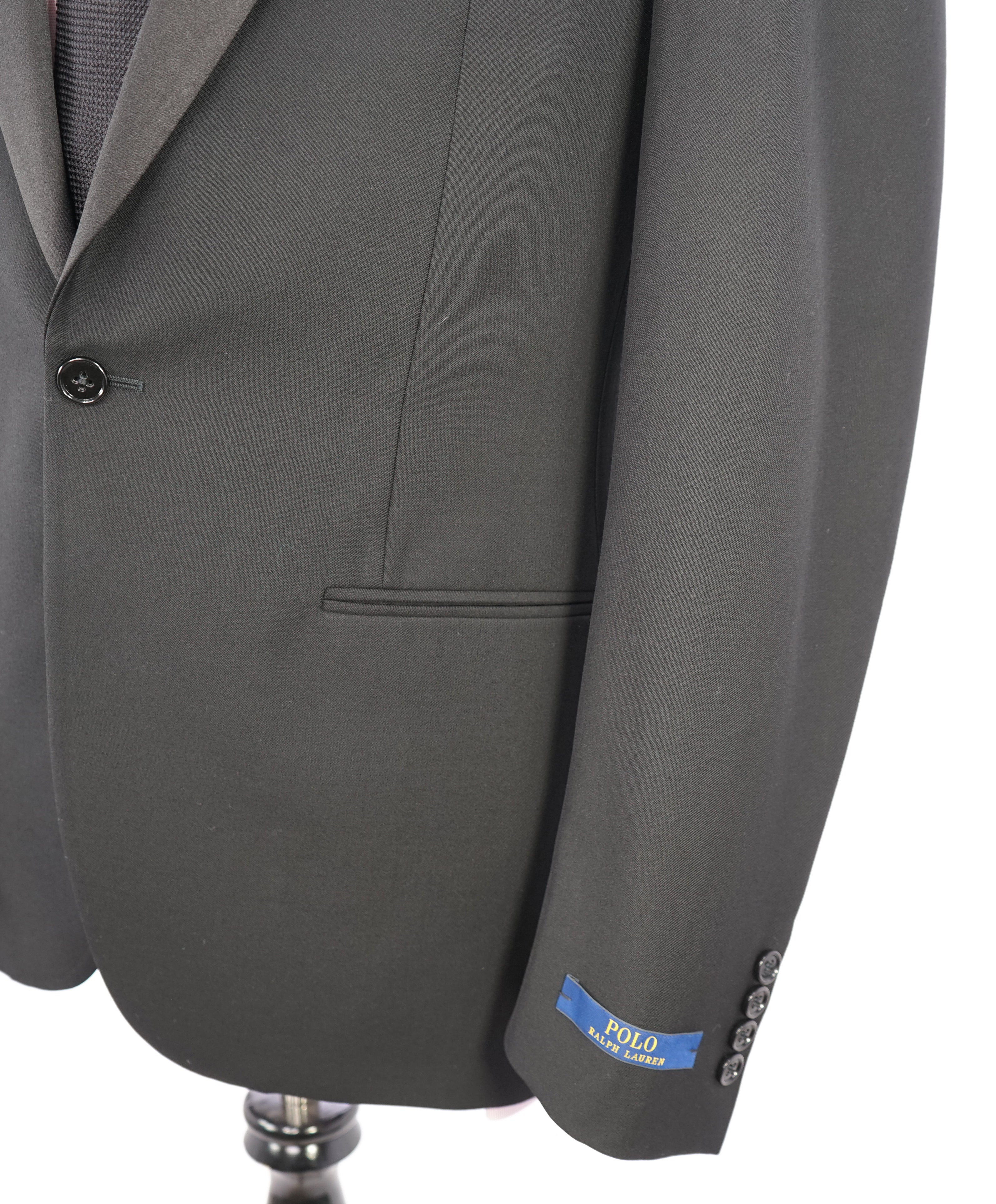 RALPH LAUREN BLUE LABEL "POLO" - Black Tuxedo Suit With Side Tabs - 40R