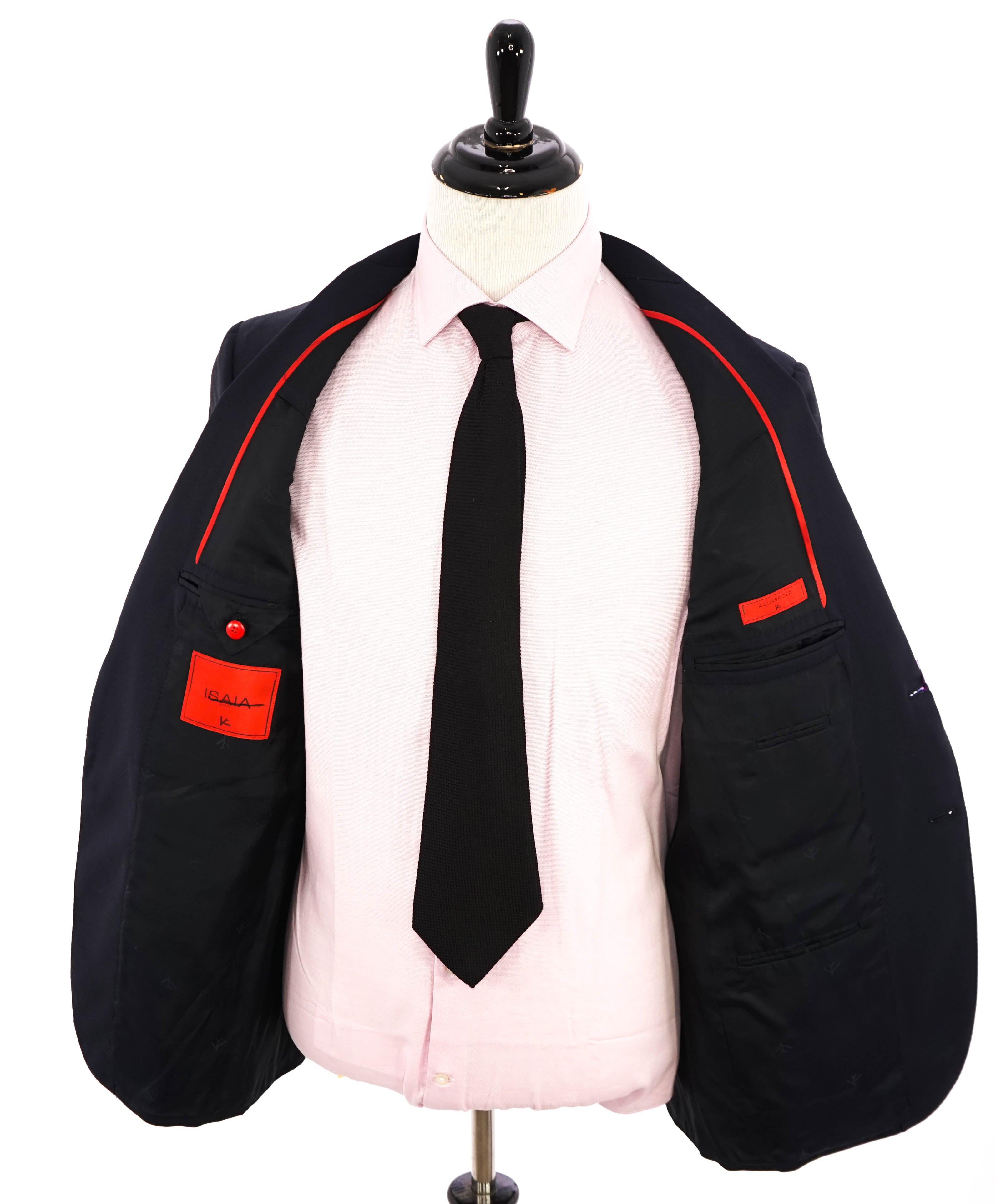 ISAIA - Navy Blue "AQUASPIDER" *CLOSET STAPLE* Coral Pin Suit - 42R