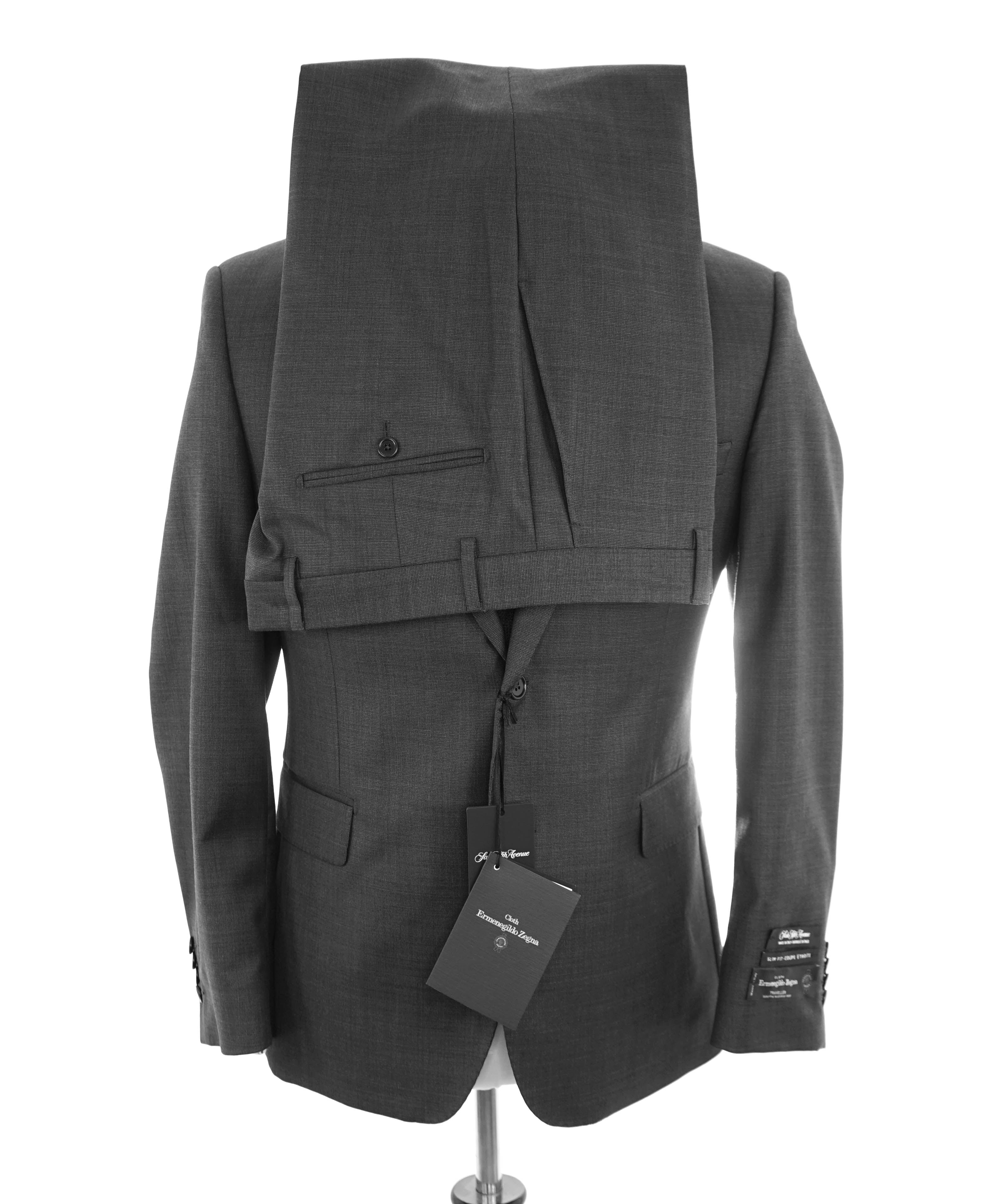 ERMENEGILDO ZEGNA - "Slim" SAKS FIFTH AVENUE Gray Textured Suit - 40S
