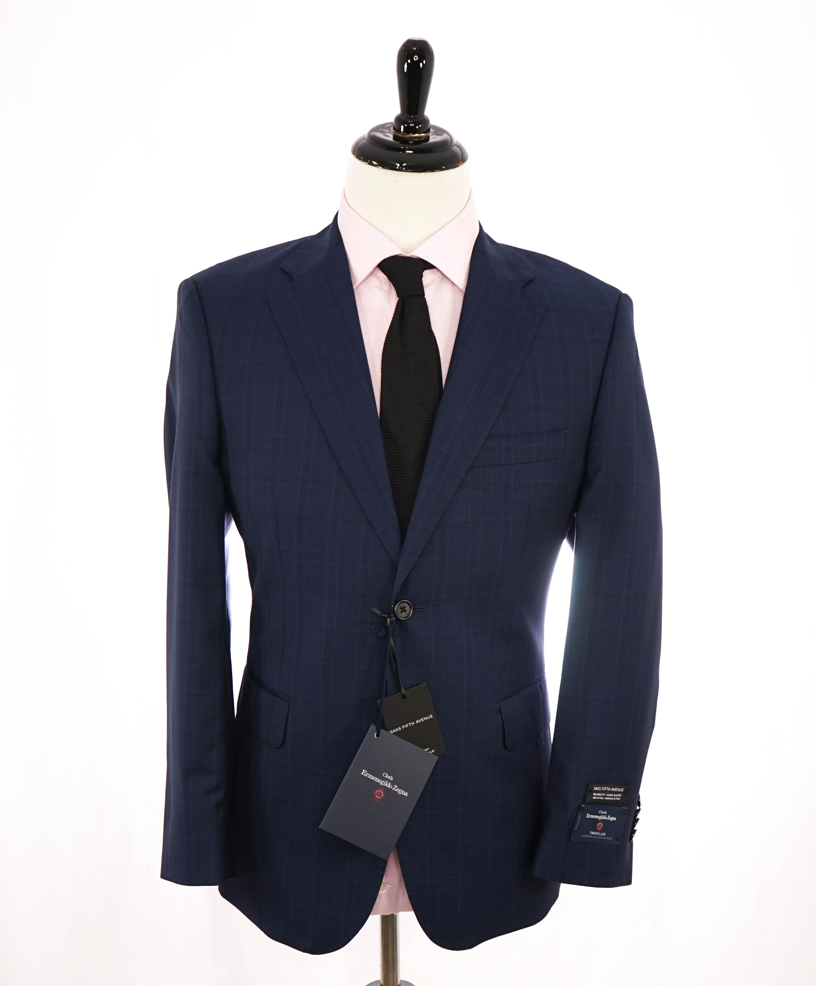ERMENEGILDO ZEGNA - "Tailored" SAKS FIFTH AVENUE Blue Check Suit - 40S