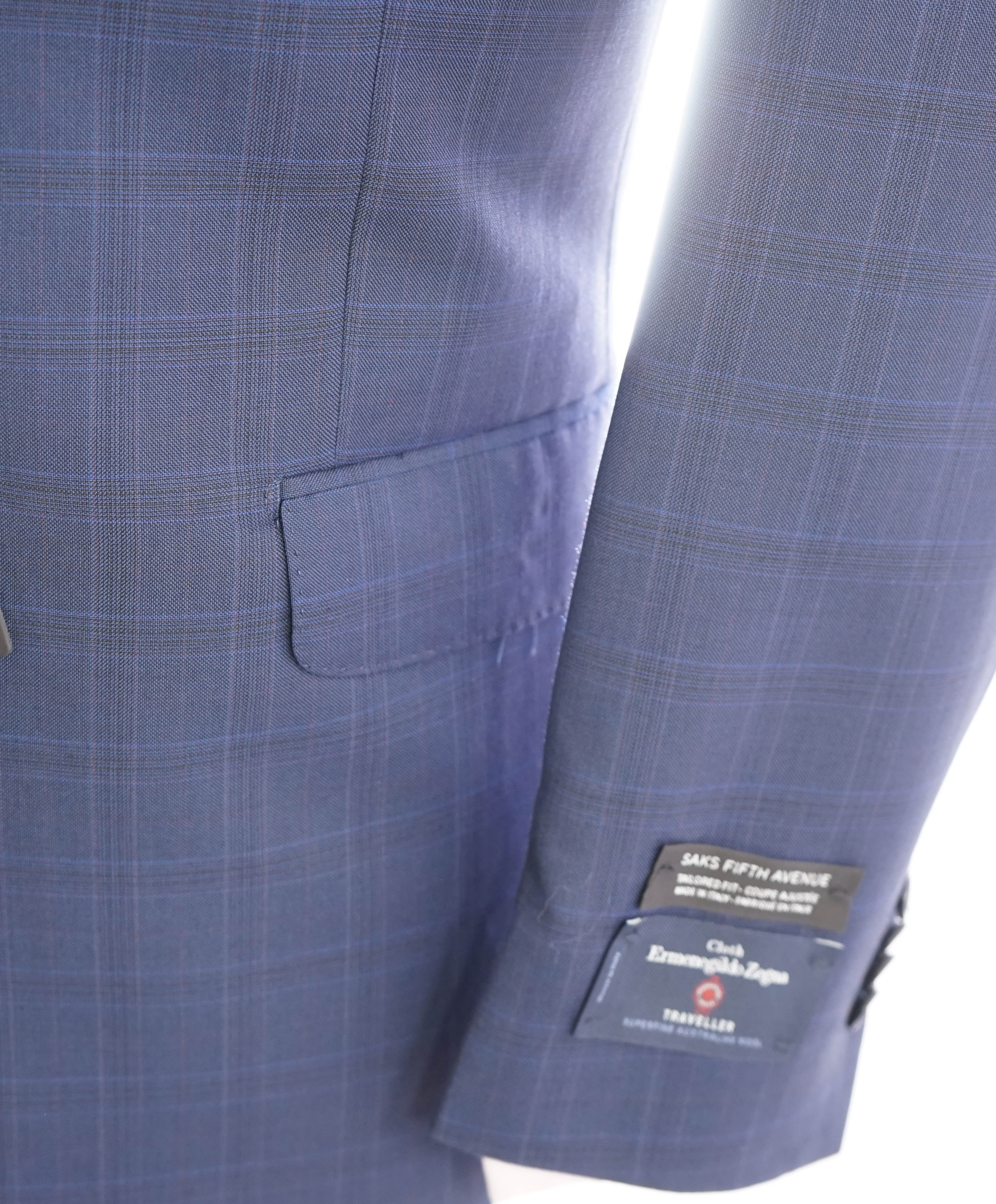 ERMENEGILDO ZEGNA - "Tailored" SAKS FIFTH AVENUE Blue Check Suit - 40S