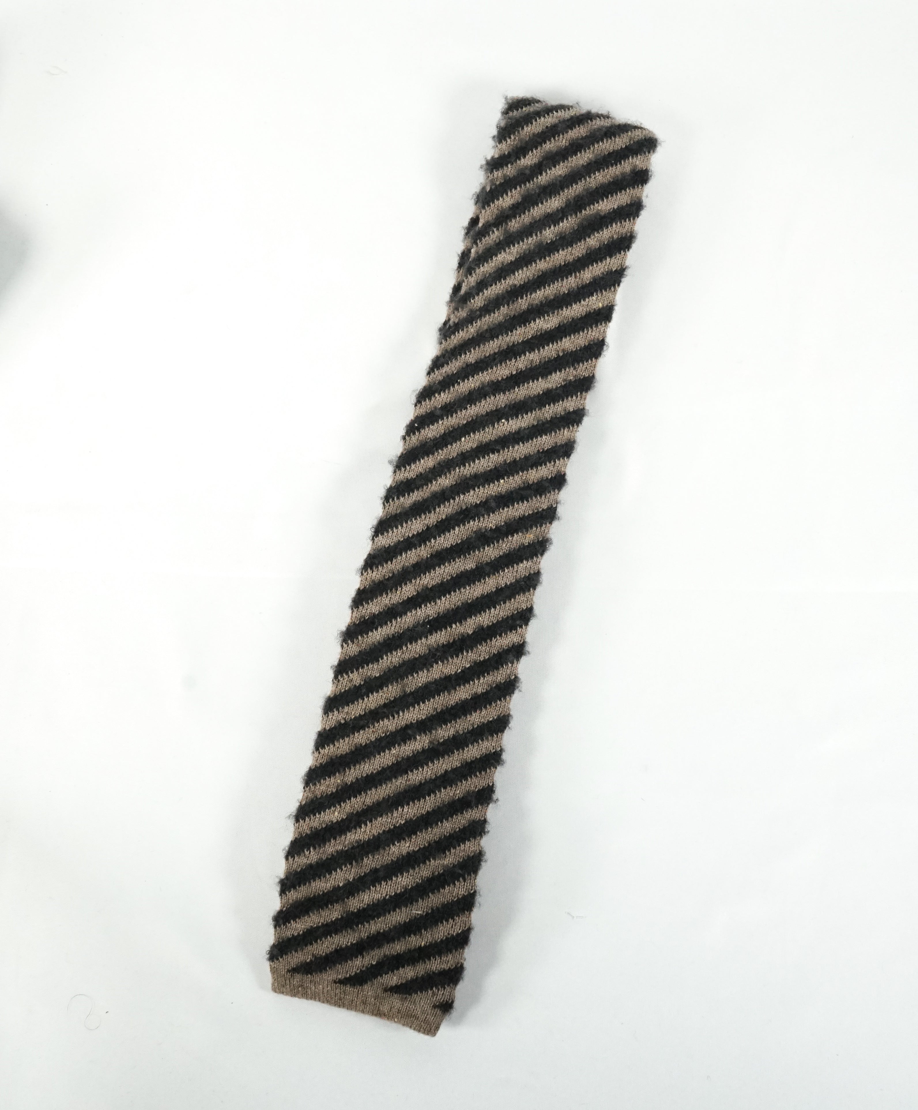 EIDOS - Diagonal Beige & Gray Wool Knit Tie - N/A