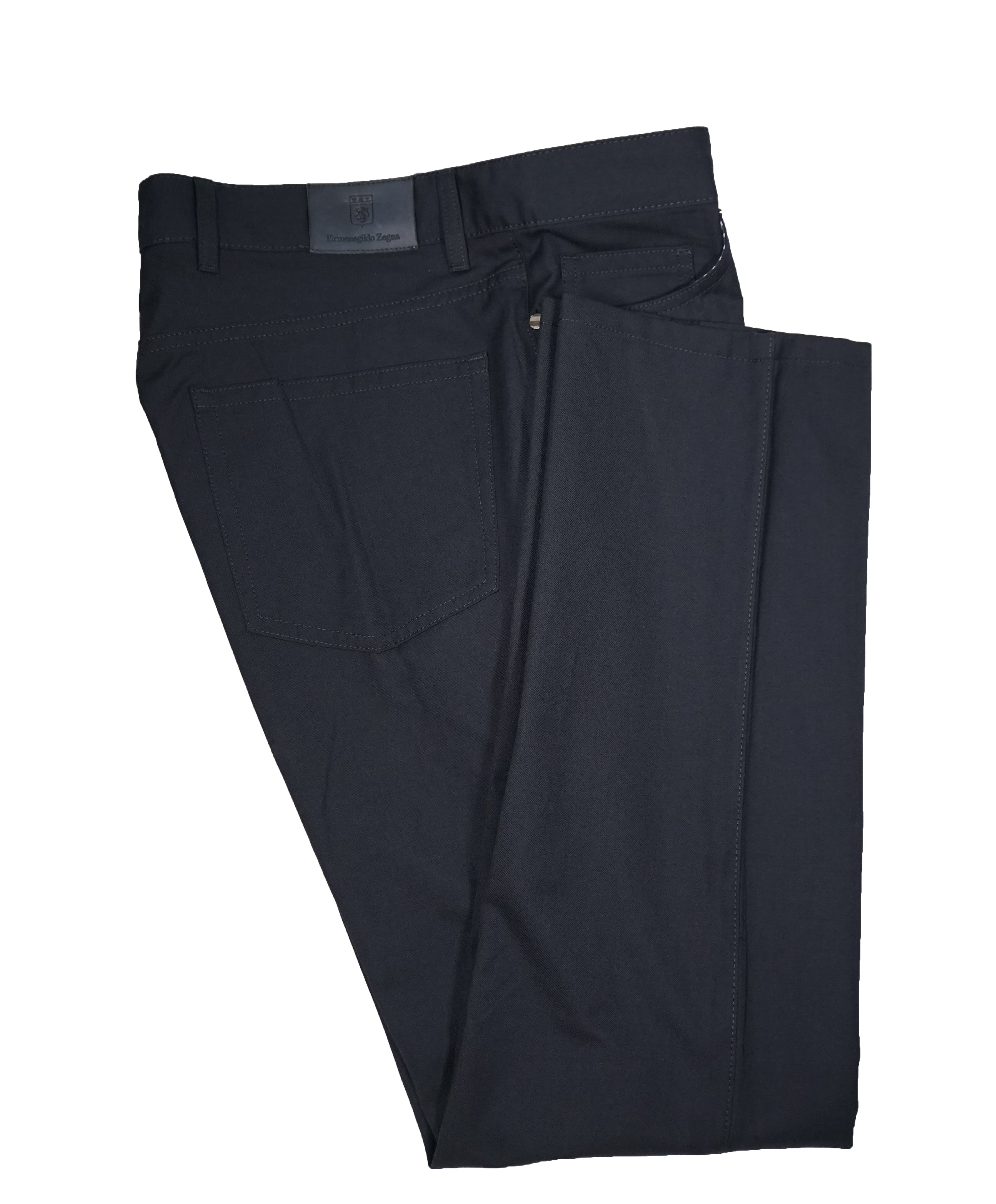 ERMENEGILDO ZEGNA - Navy Blue 5-Pocket Twill Weave Pants - 36W