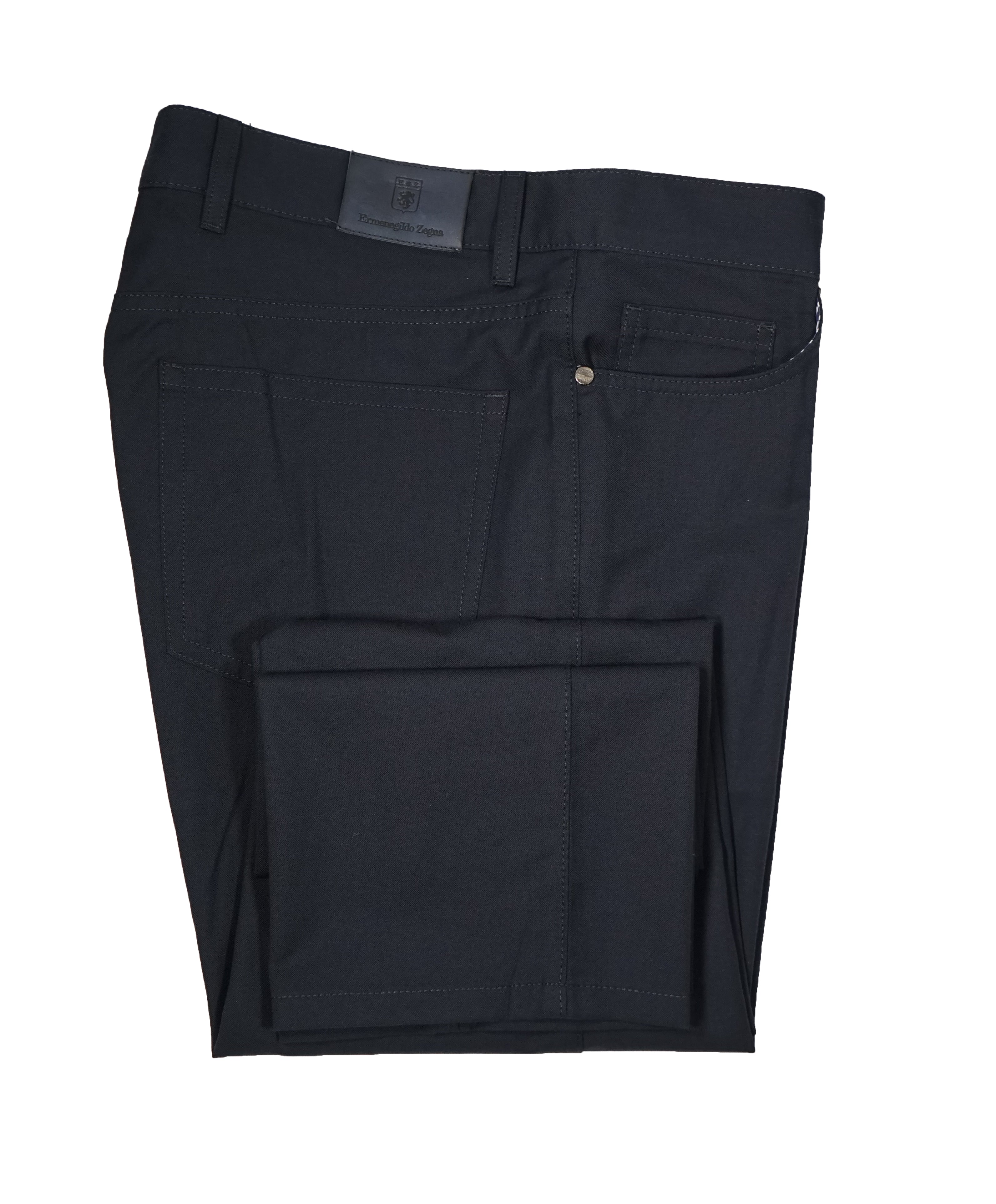 ERMENEGILDO ZEGNA - Navy Blue 5-Pocket Twill Weave Pants - 36W
