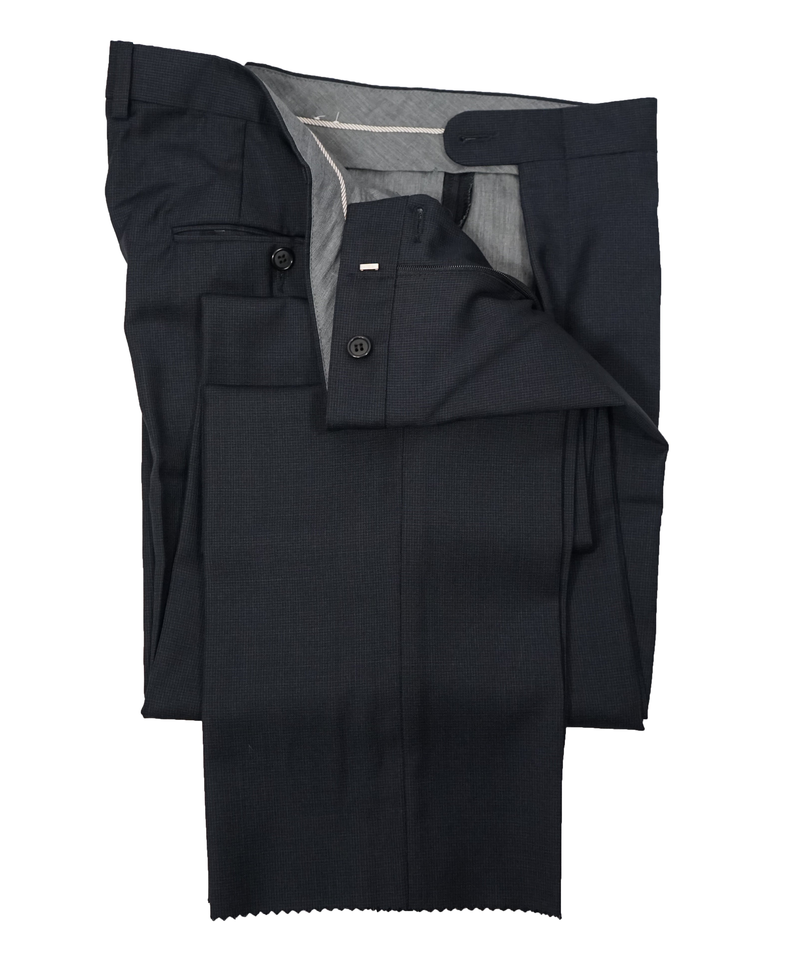 HICKEY FREEMAN - Navy Blue Textured Micro Check Suit - 42L
