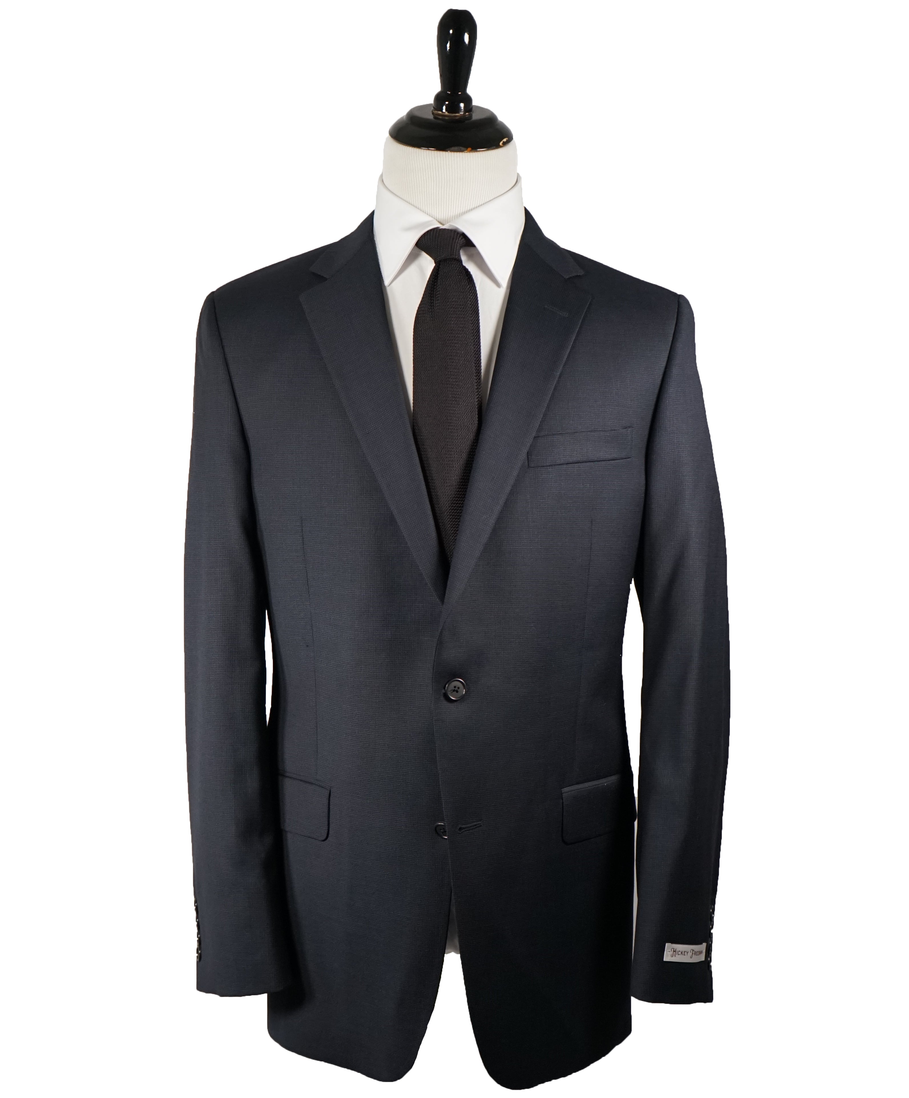 HICKEY FREEMAN - Navy Blue Textured Micro Check Suit - 42L