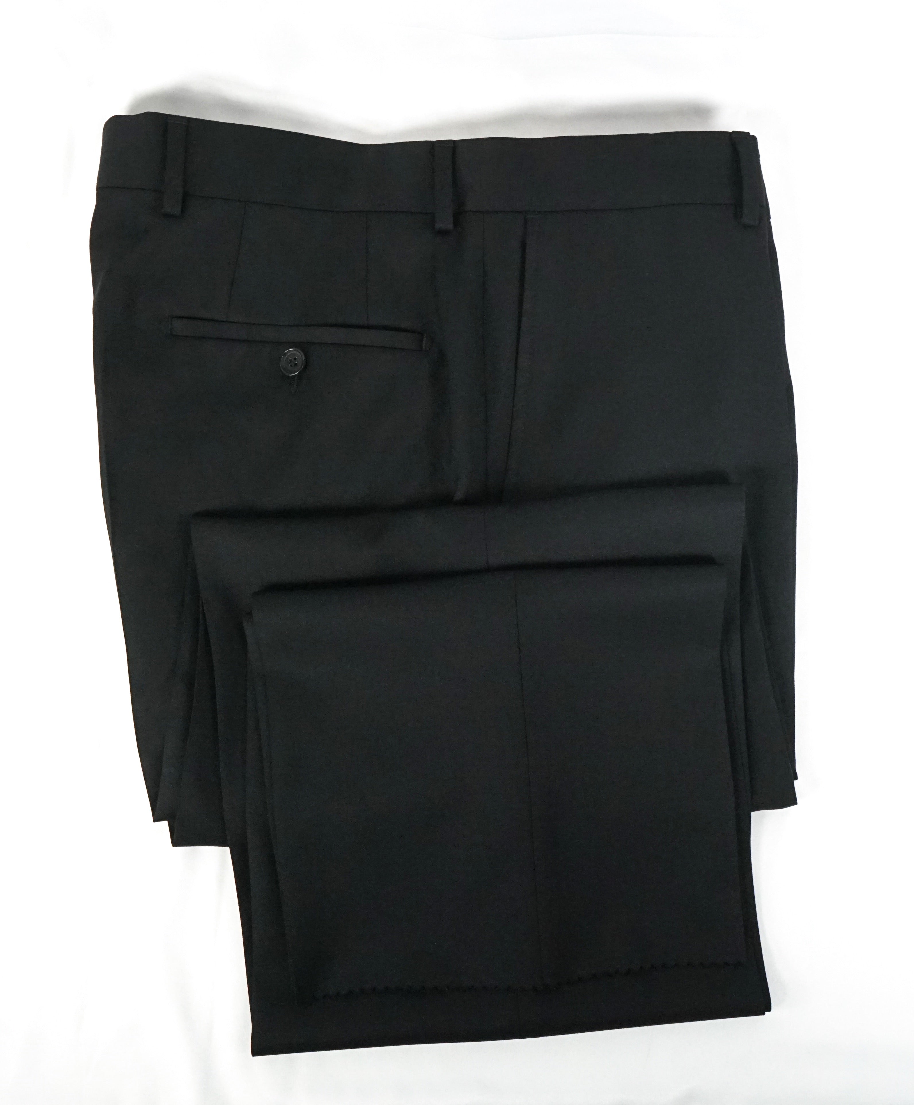 HUGO BOSS - “Pasoloni/Movie US_2" Solid Black Wool Flat Dress Pants - 36W