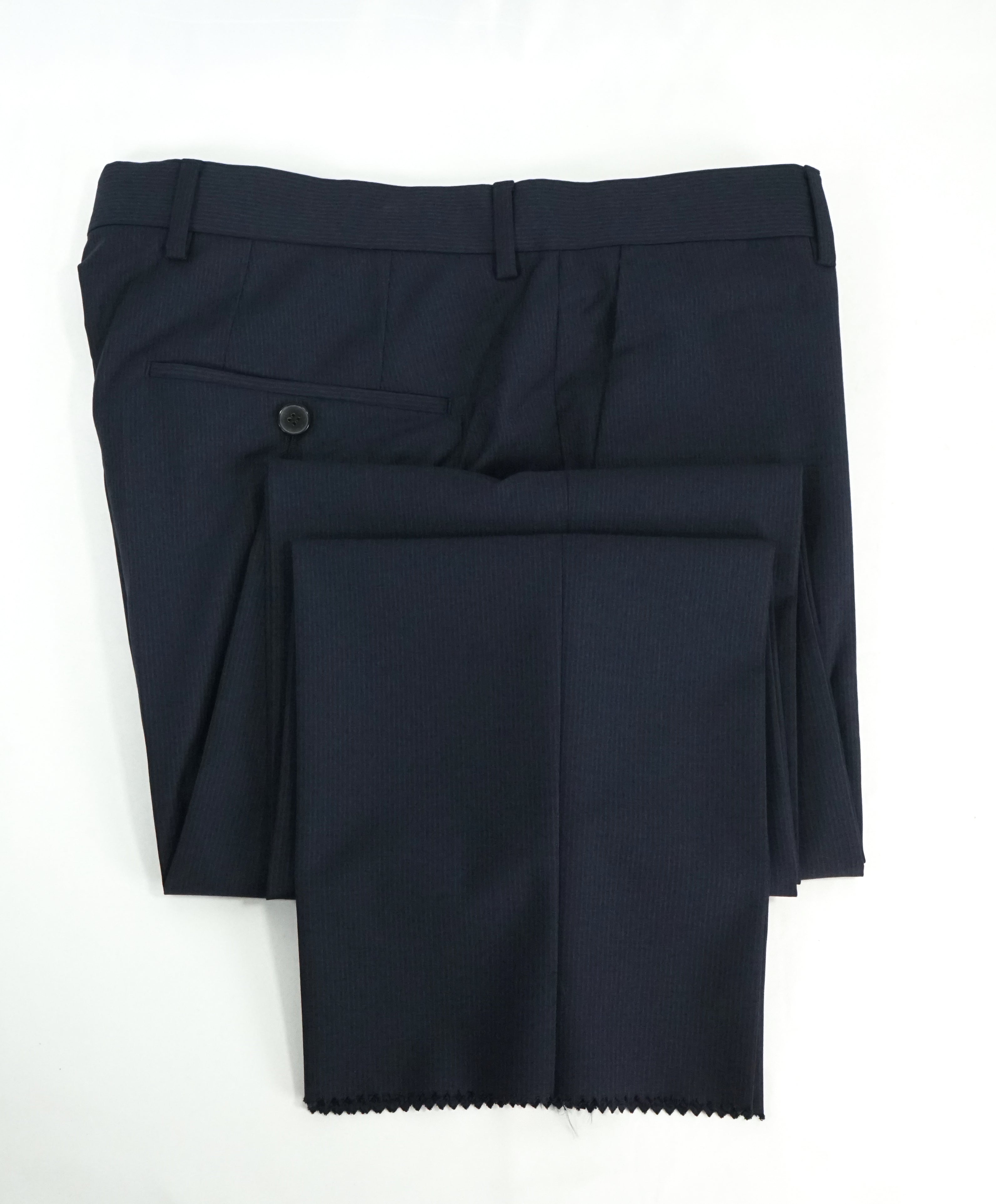HUGO BOSS - Navy Tonal Stripe “Huge4/Genius3” Flat Front Dress Pants - 32W