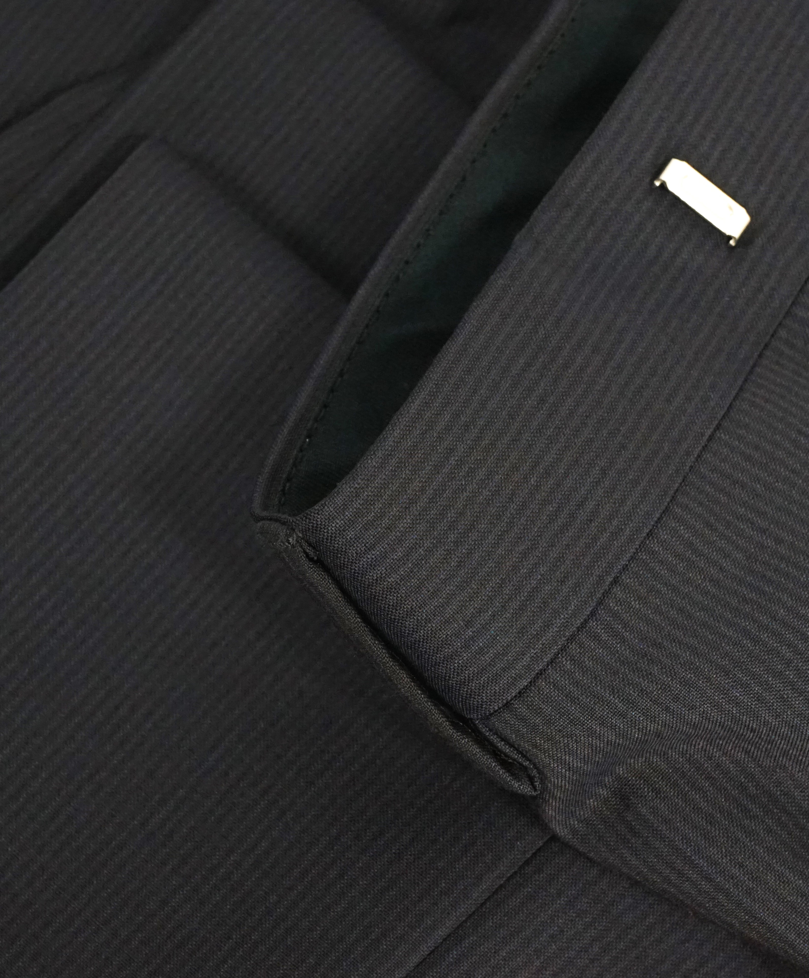HUGO BOSS - Navy Tonal Stripe “Huge4/Genius3” Flat Front Dress Pants - 32W