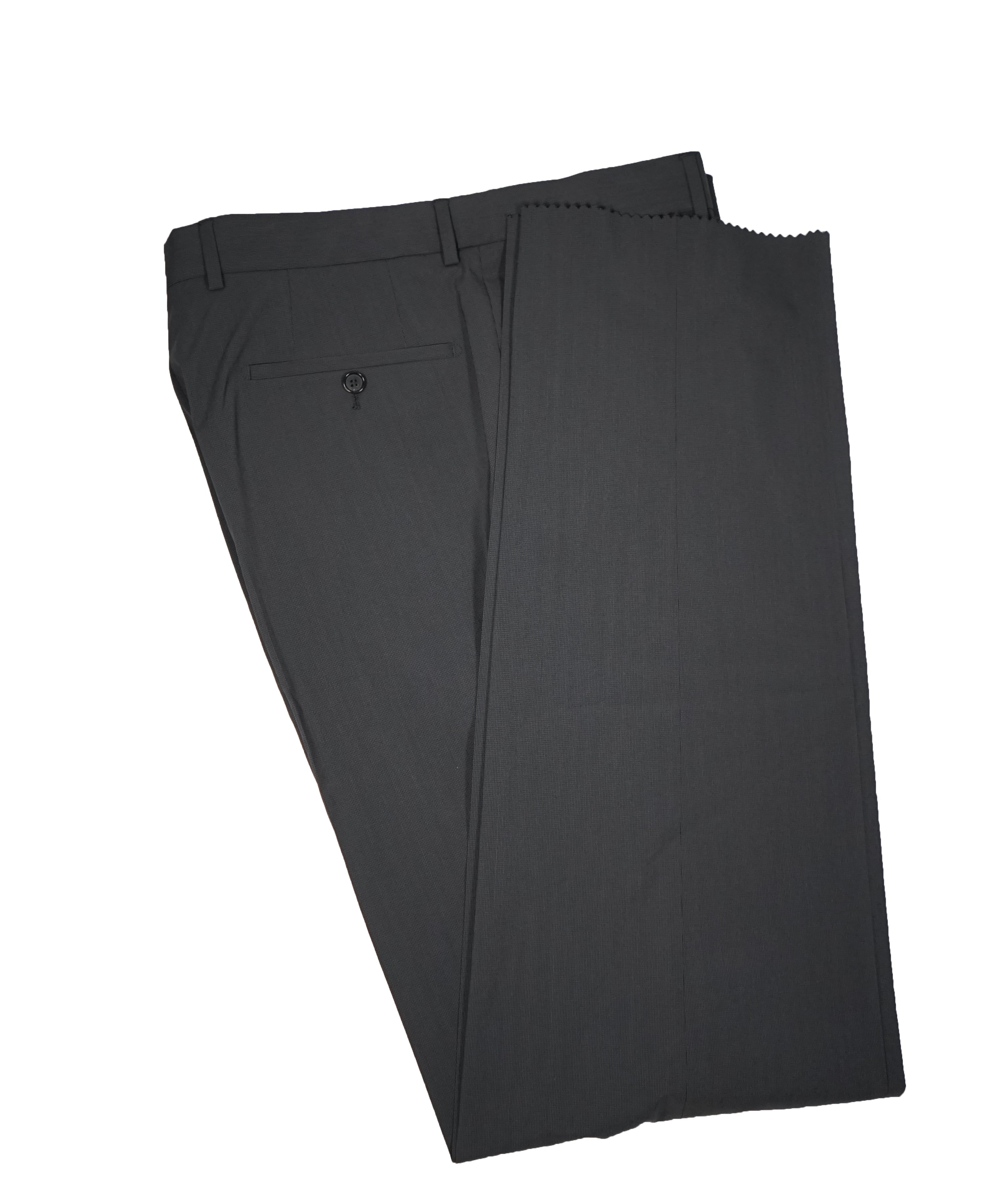 HUGO BOSS - Gray Micro Check Flat Front Dress Pants - 37W