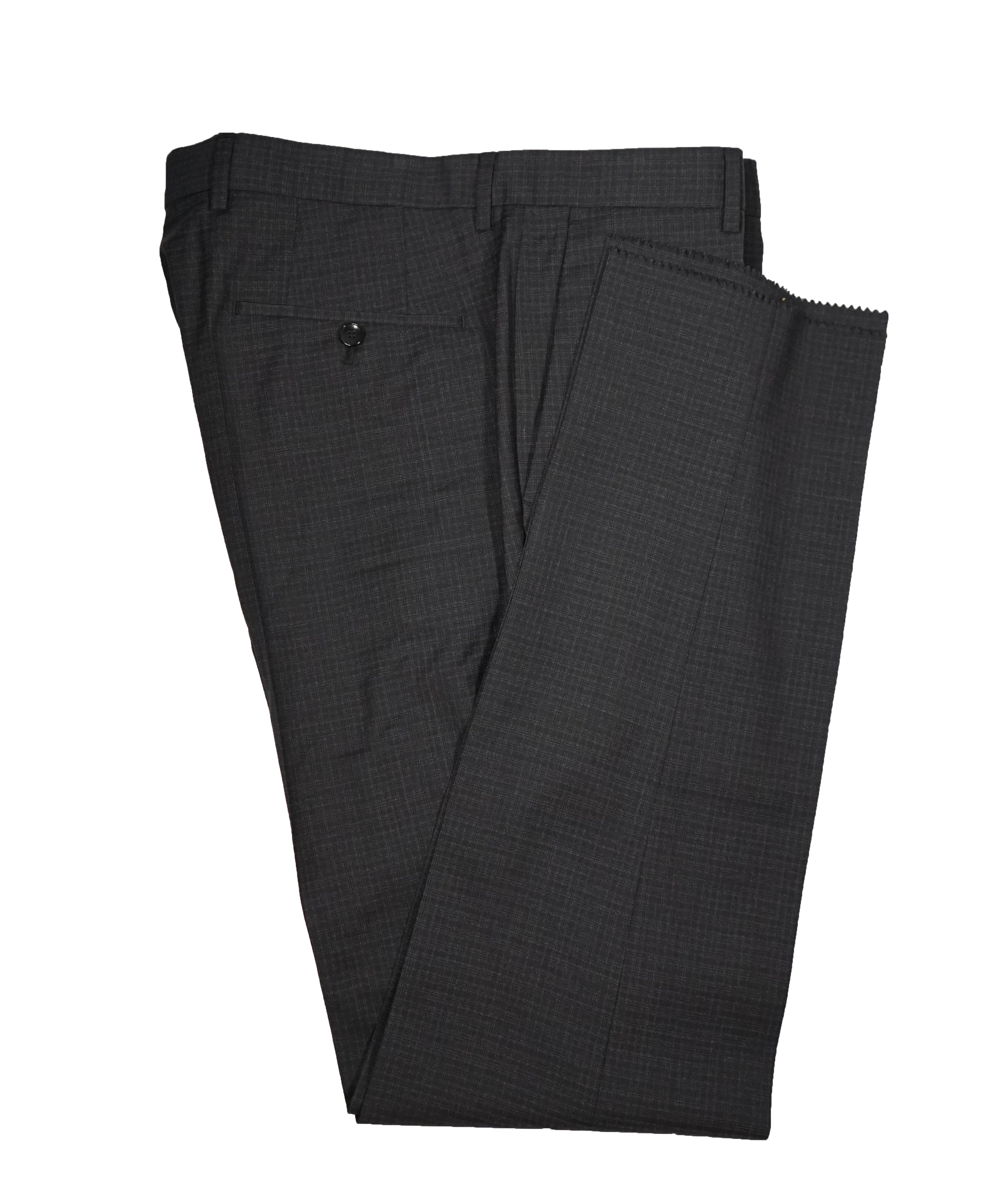 HUGO BOSS - Gray Plaid Flat Front Dress Pants - 34W