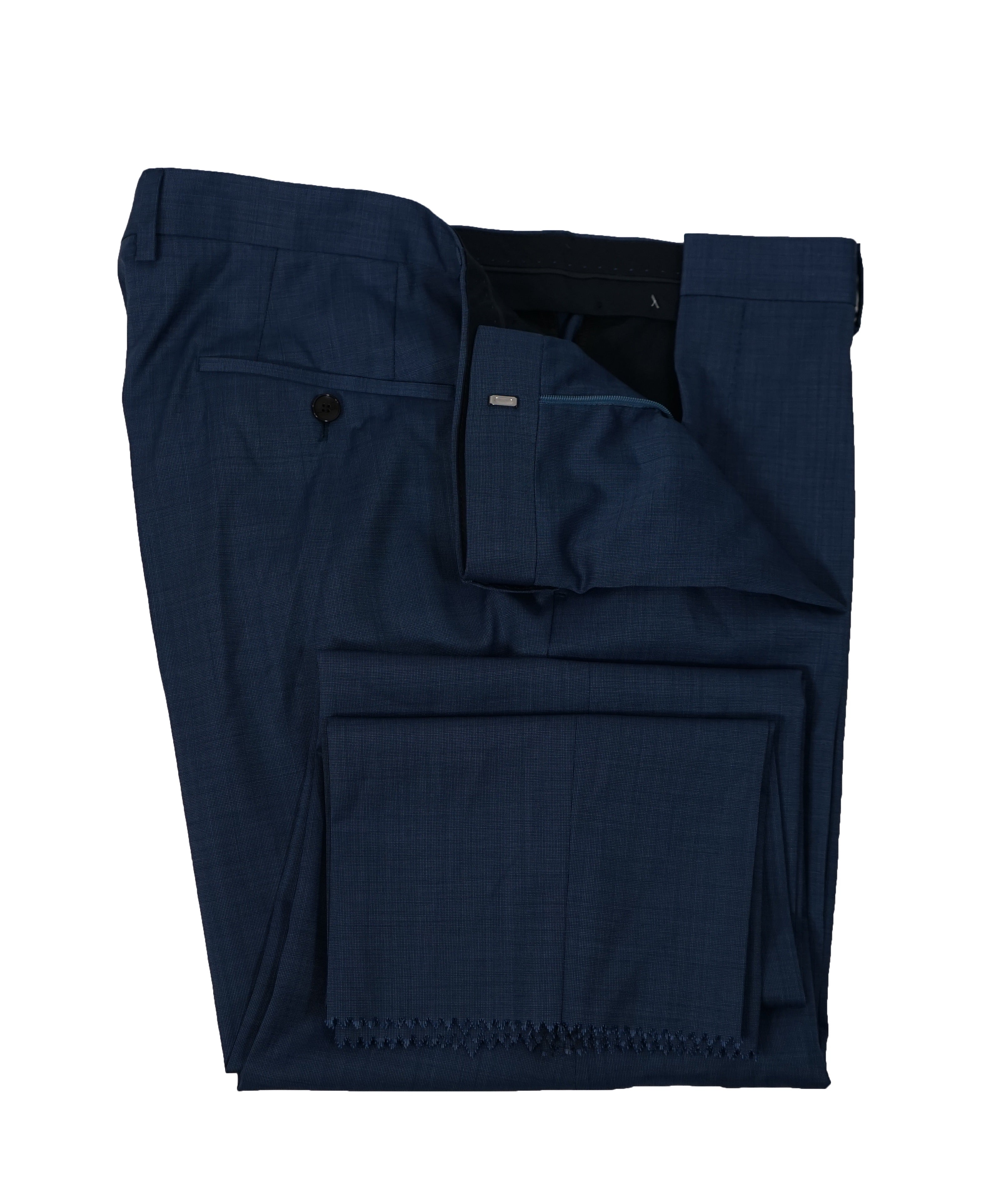 HUGO BOSS - Medium Blue Flat Front Dress Pants - 37W
