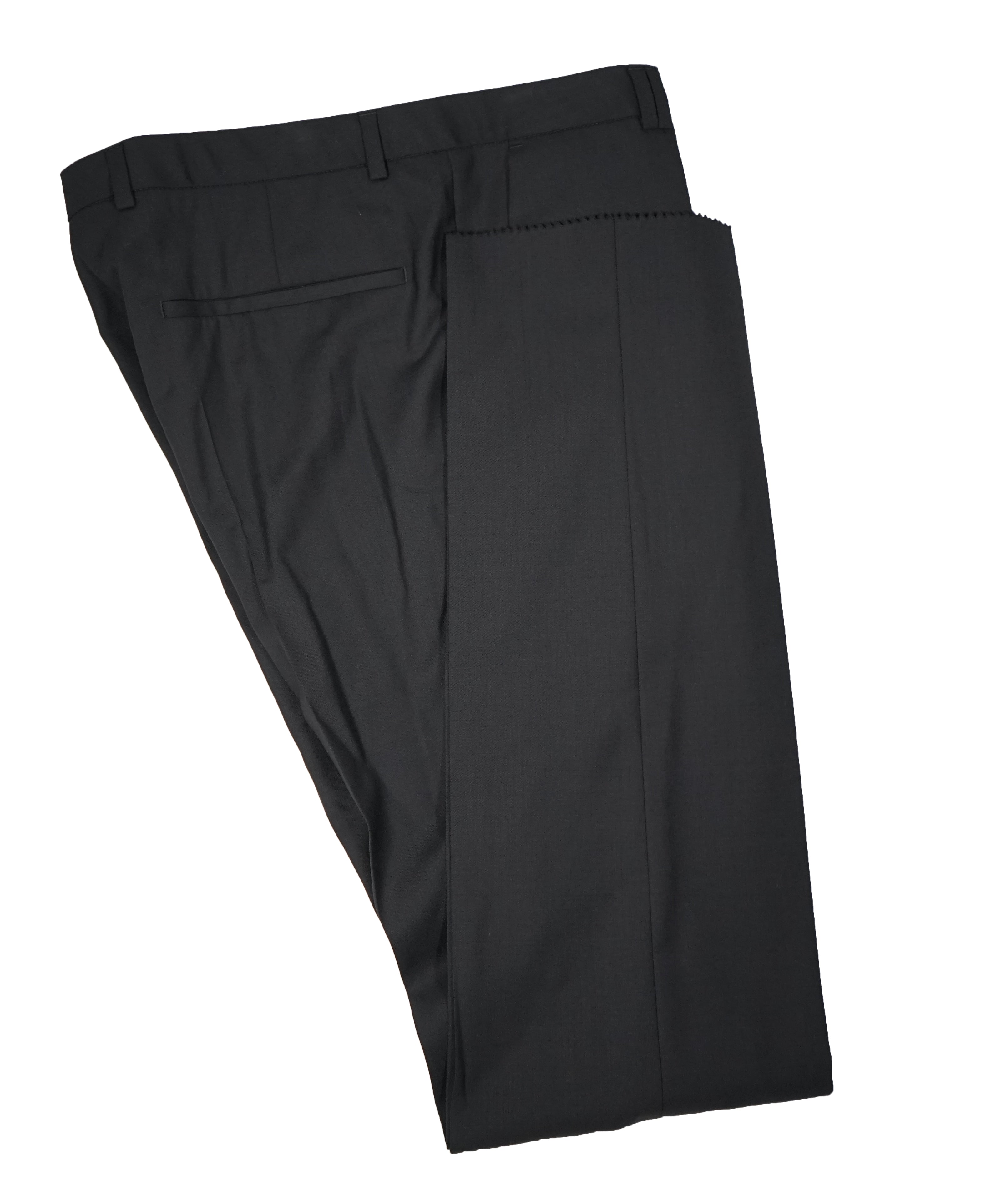 HUGO BOSS - Solid Black Slim Flat Front Dress Pants - 32W