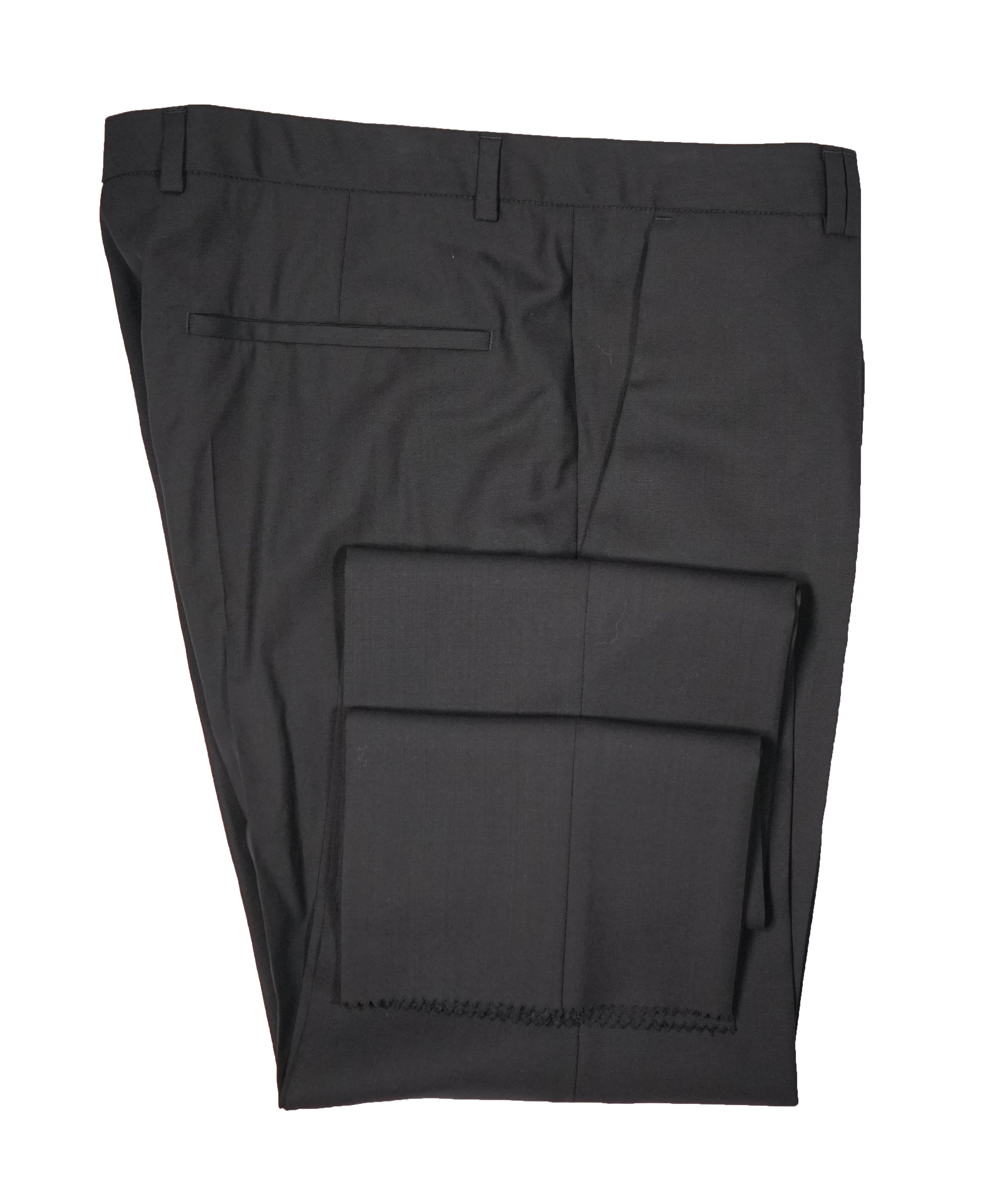 HUGO BOSS - Solid Black Slim Flat Front Dress Pants - 32W