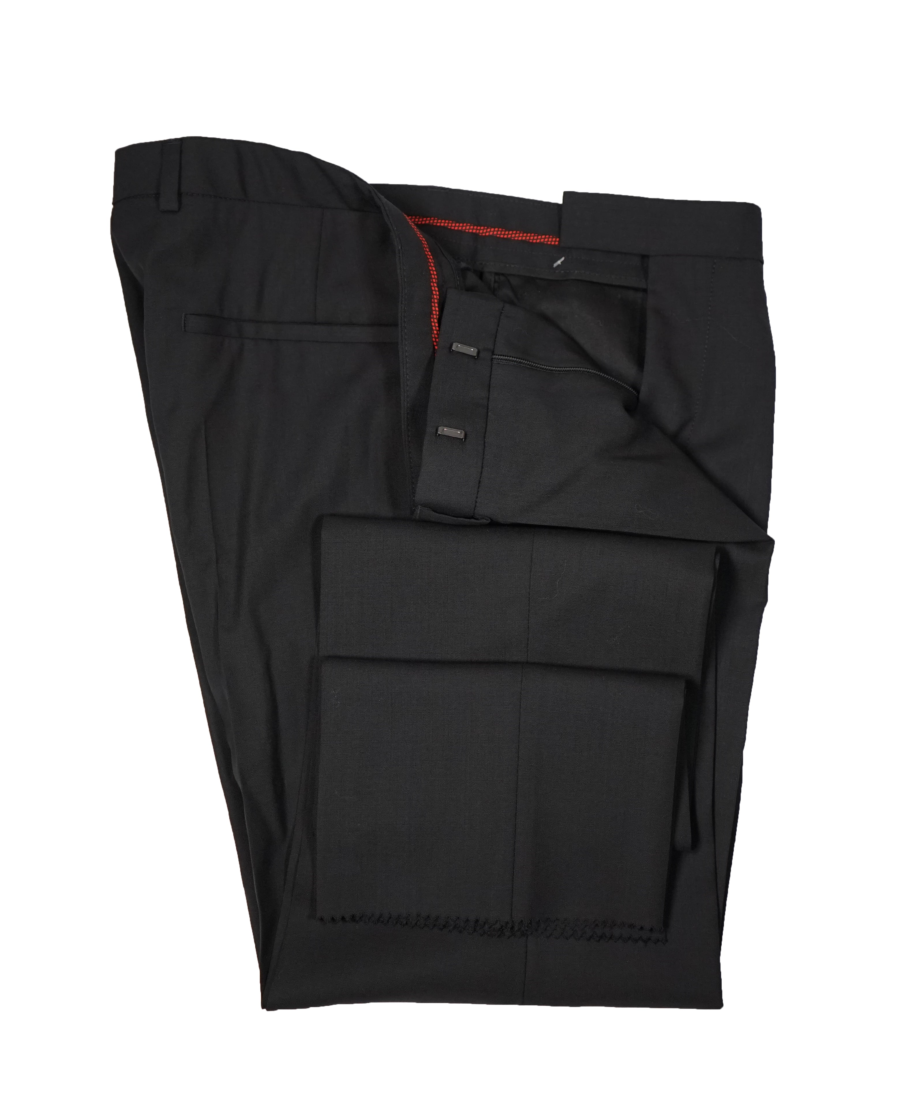 HUGO BOSS - Solid Black Slim Flat Front Dress Pants - 32W