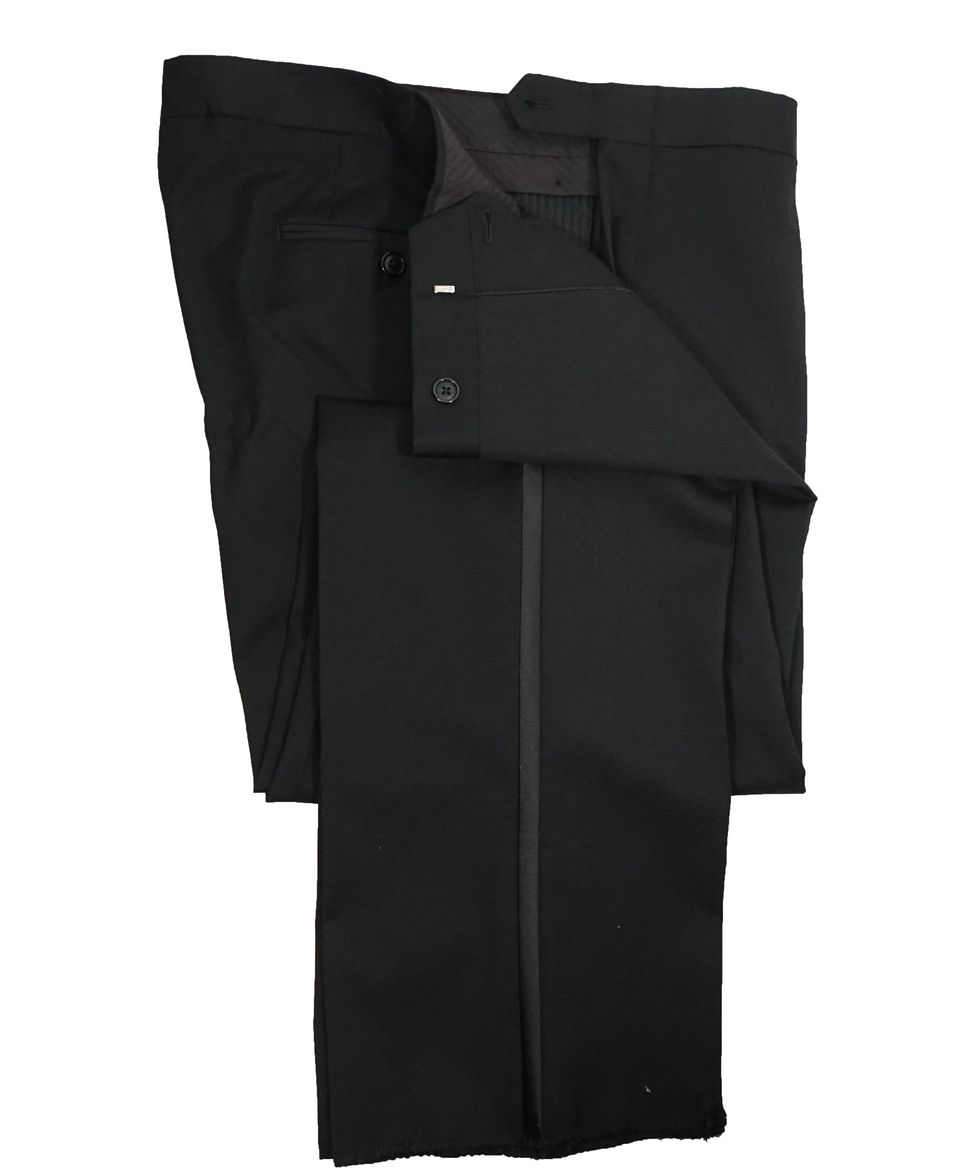 IKE BEHAR - Notch Lapel Classic Black 2-Button Tuxedo Suit - 46R