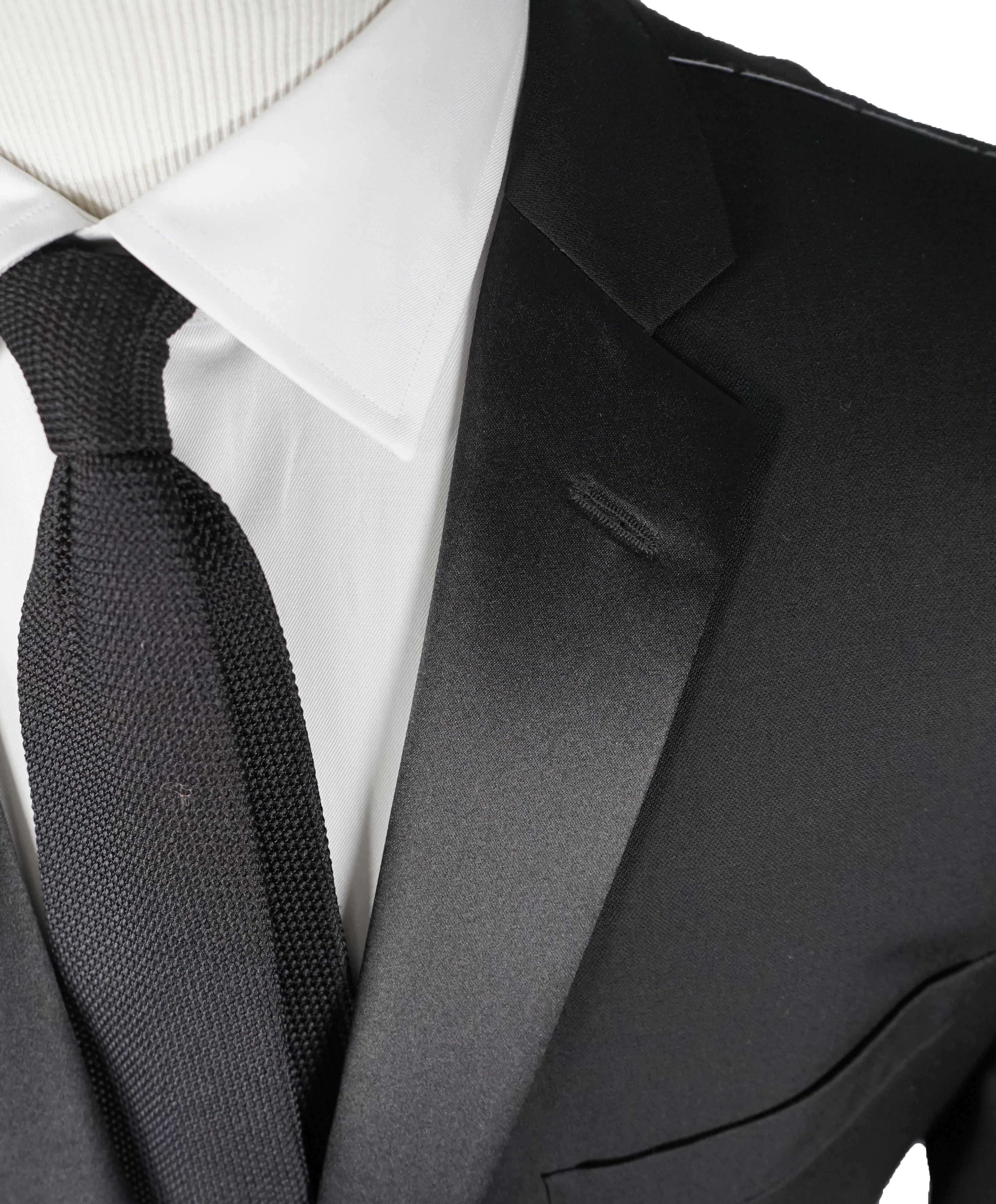 IKE BEHAR - Notch Lapel Classic Black 2-Button Tuxedo Suit - 46R