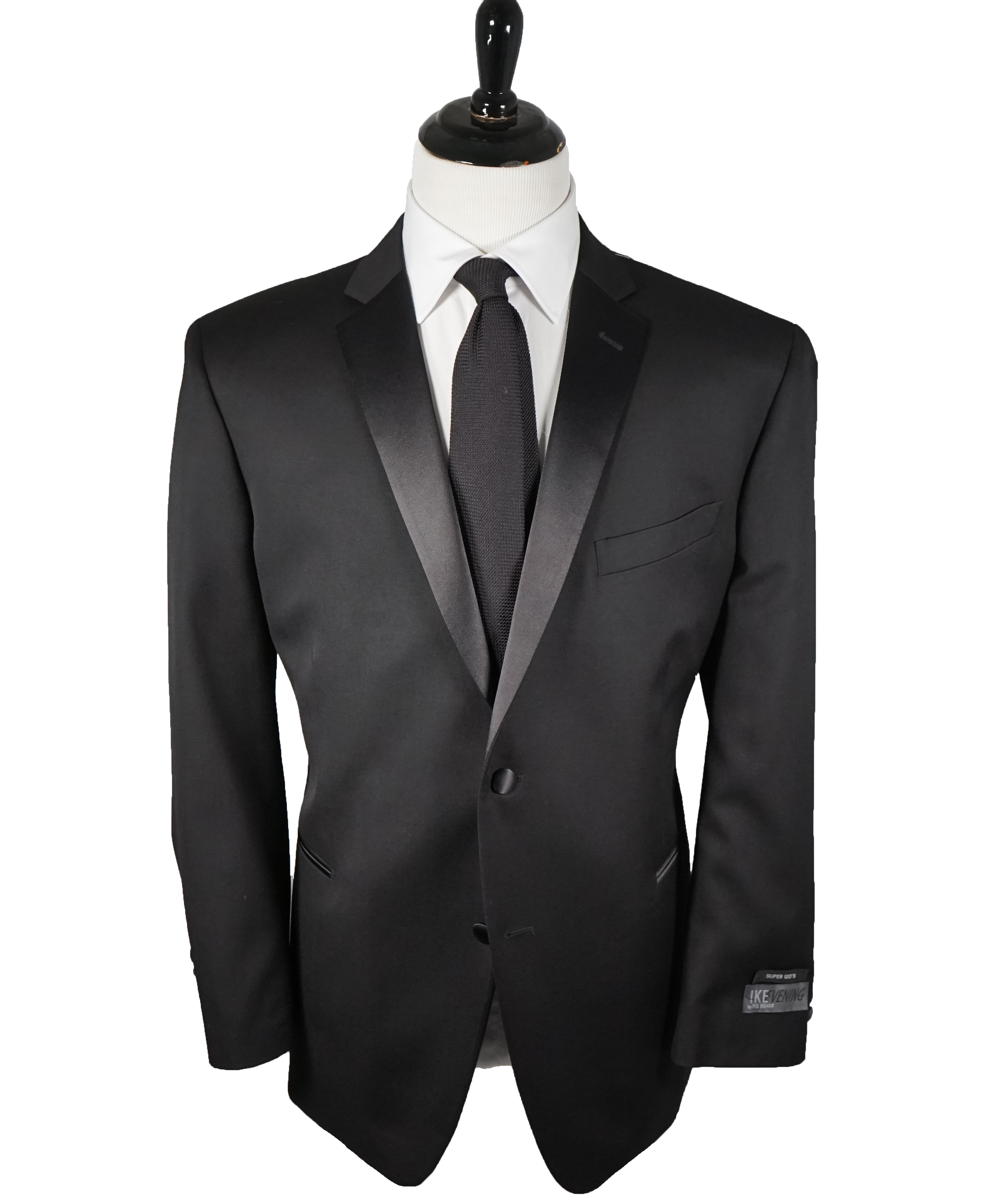 IKE BEHAR - Notch Lapel Classic Black 2-Button Tuxedo Suit - 46R