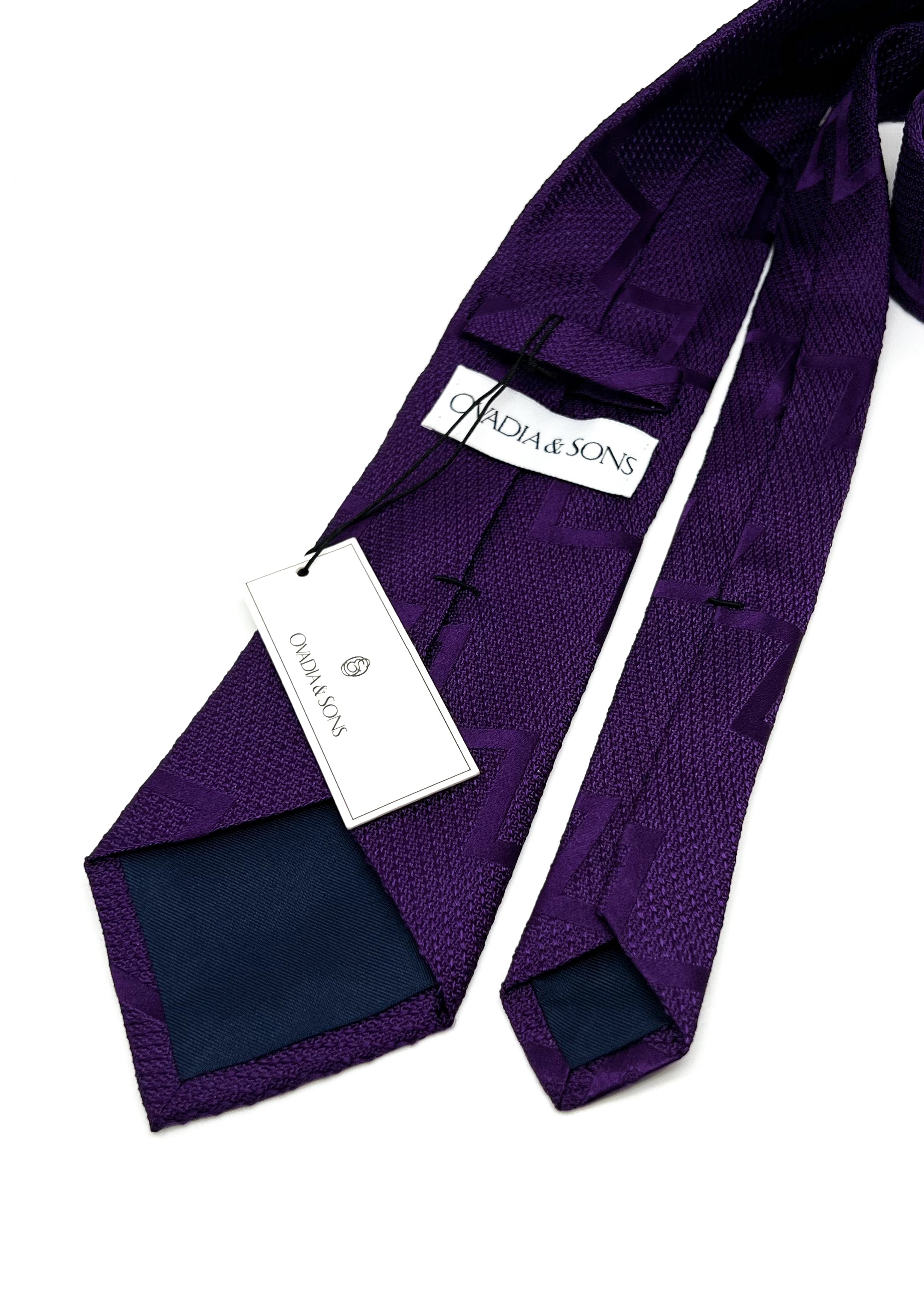 $165 OVADIA & SONS - SILK Purple 'ART DECO' Textured Woven - Tie