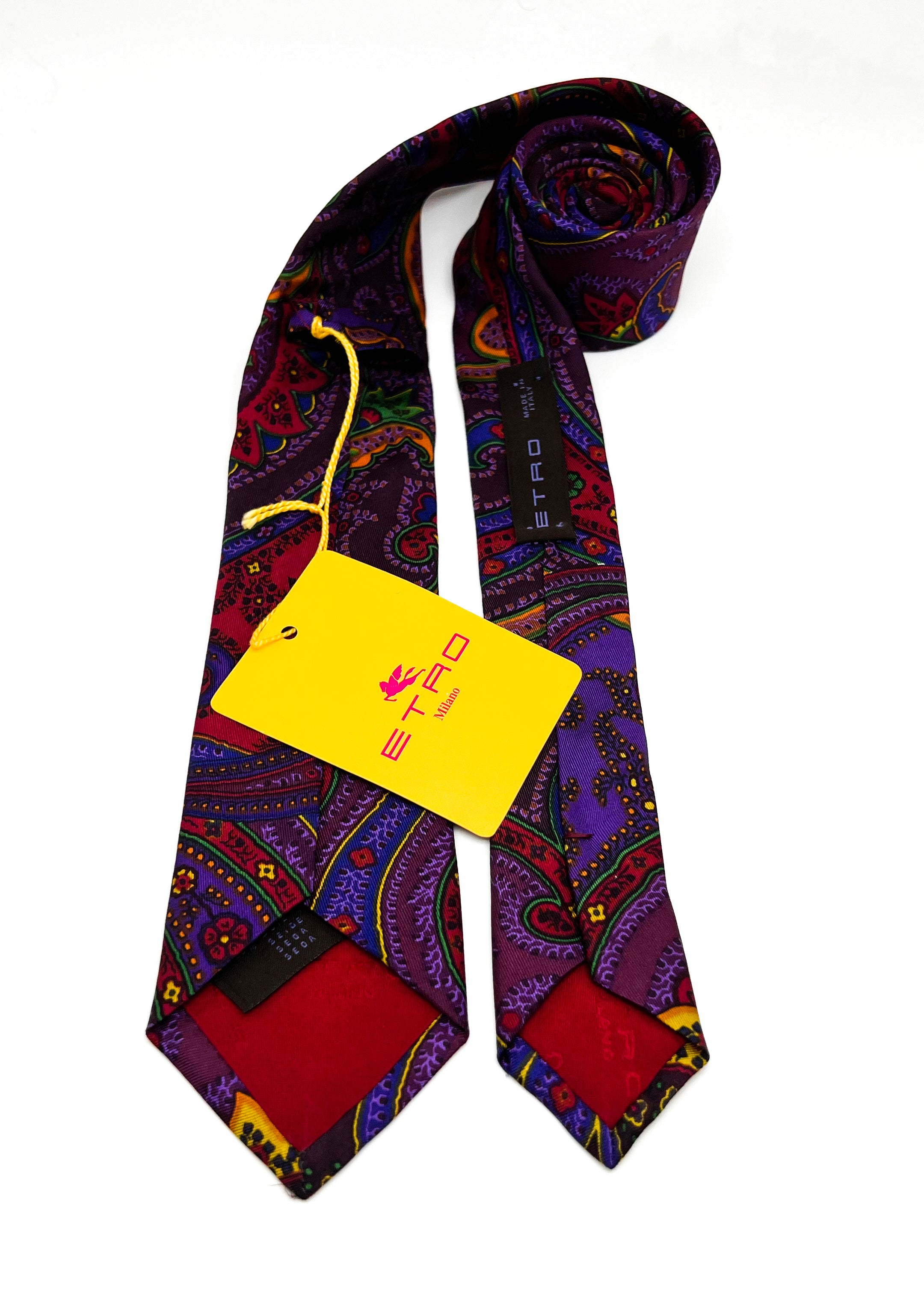 $260 ETRO - Vibrant Multi-Color Bold Paisley 3.25" - Tie