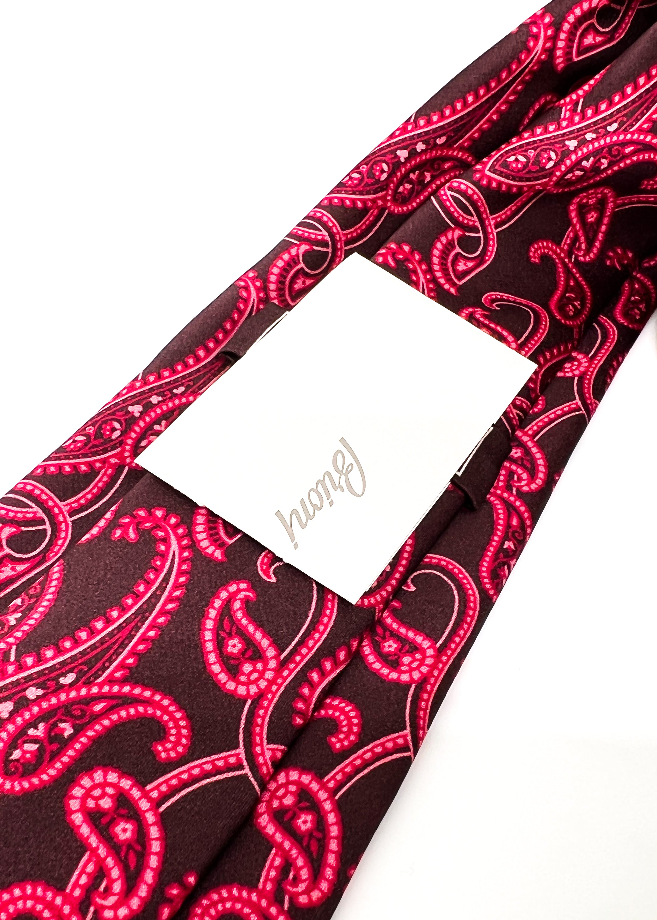 $240 BRIONI - Bold Burgundy Large Paisley Silk 3" - Tie