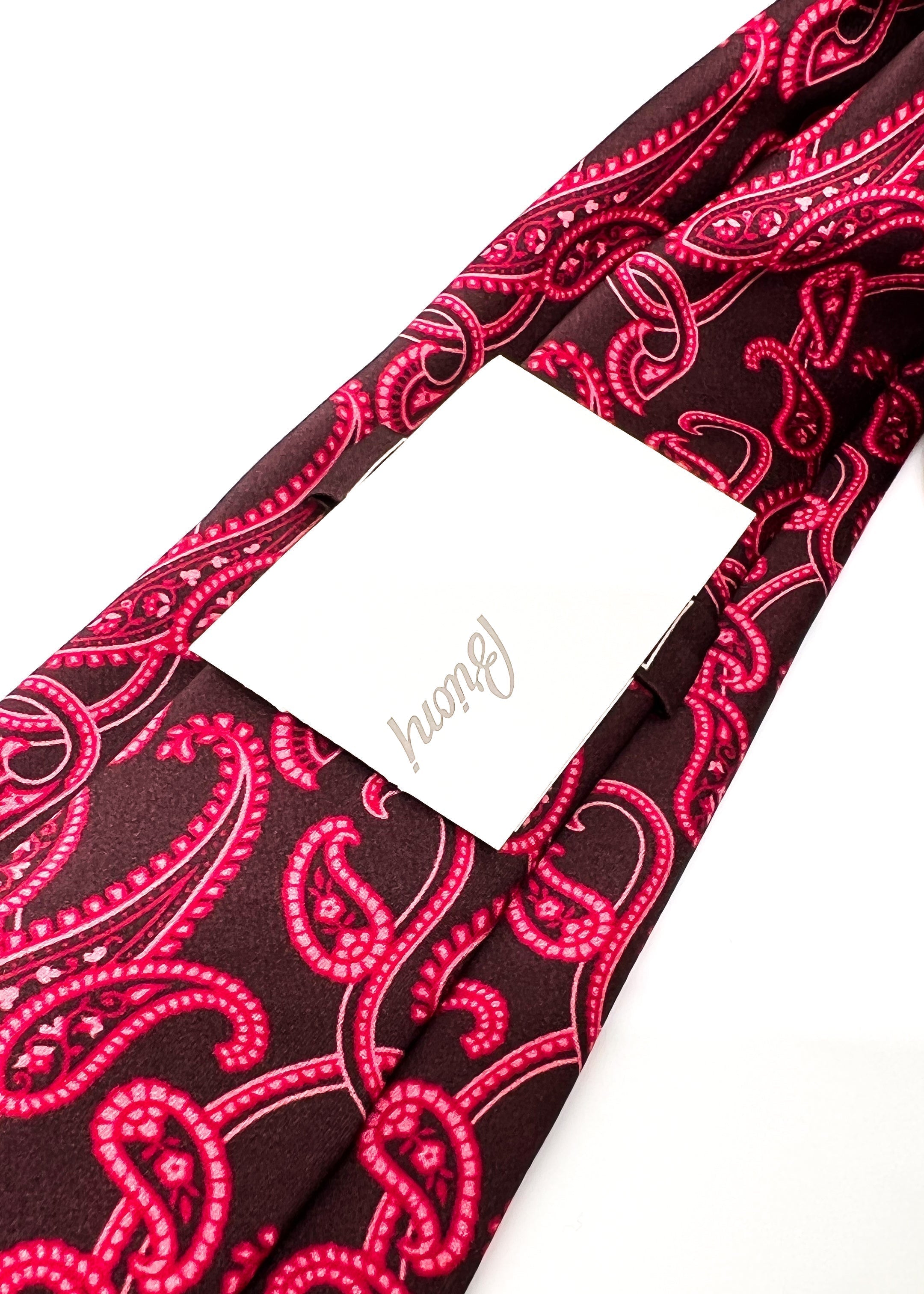 $240 BRIONI - Bold Burgundy Large Paisley Silk 3" - Tie