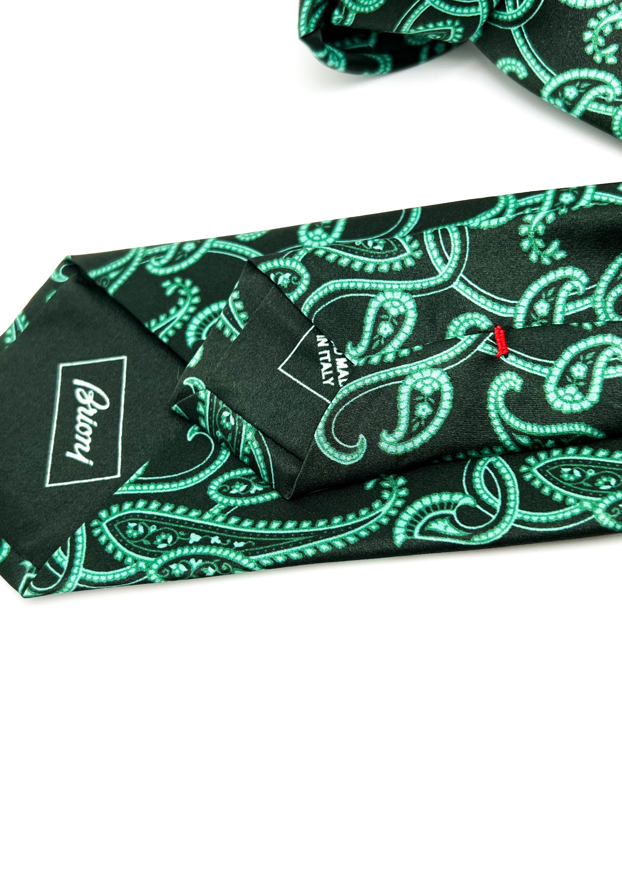 $240 BRIONI - Bold Green Large Paisley Silk 3" - Tie
