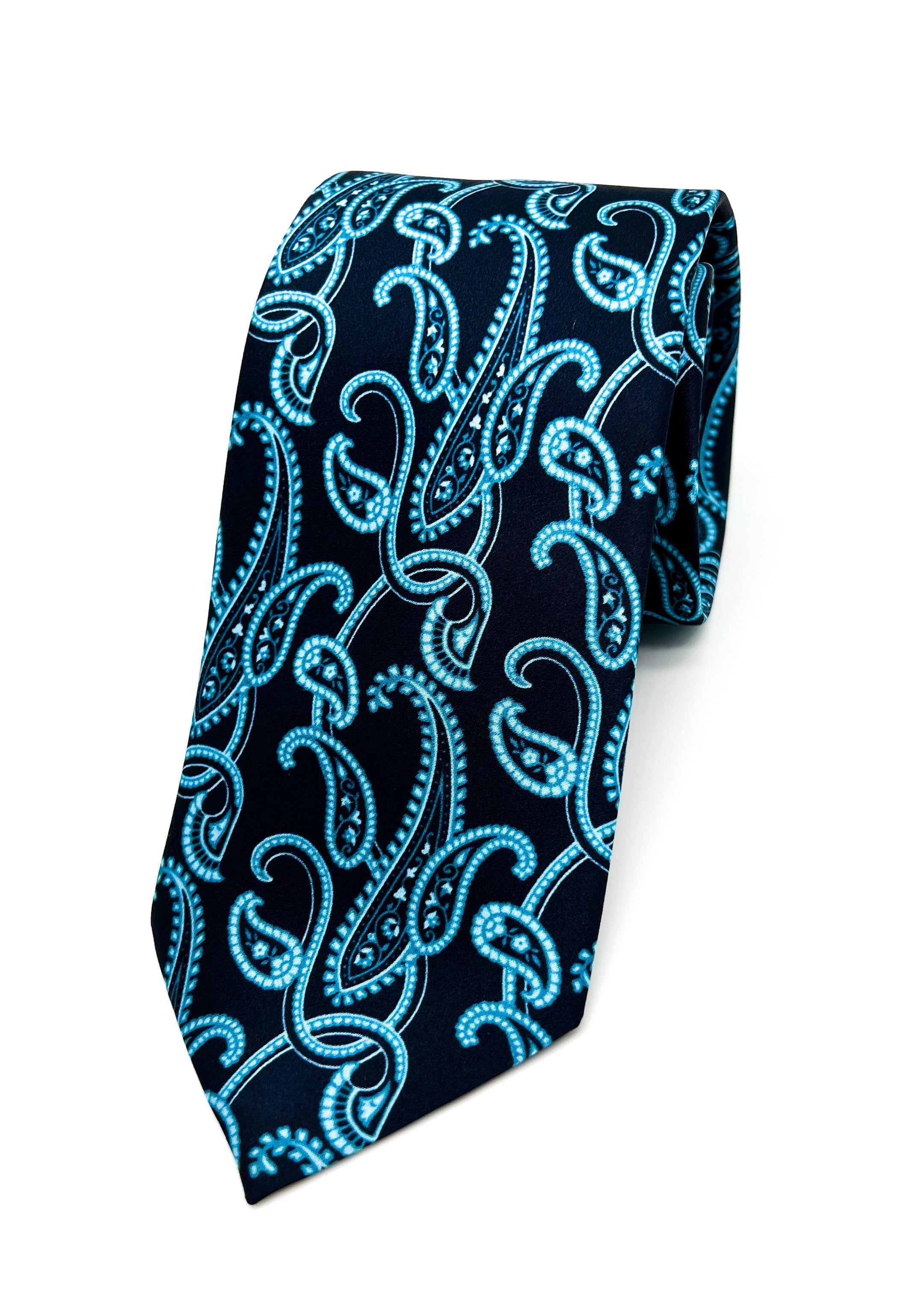 $240 BRIONI - Bold Blue Large Paisley Silk 3" - Tie