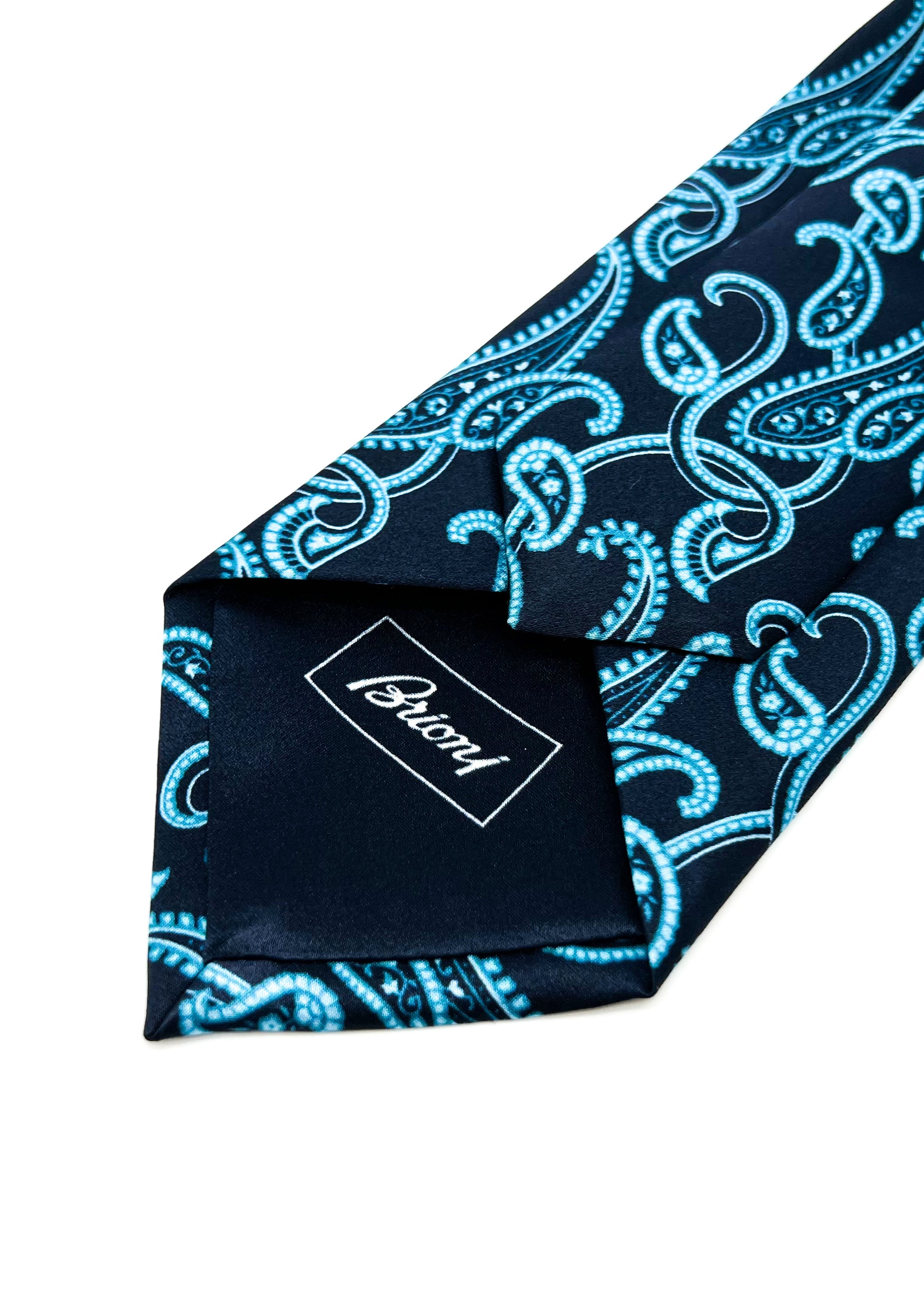 $240 BRIONI - Bold Blue Large Paisley Silk 3" - Tie