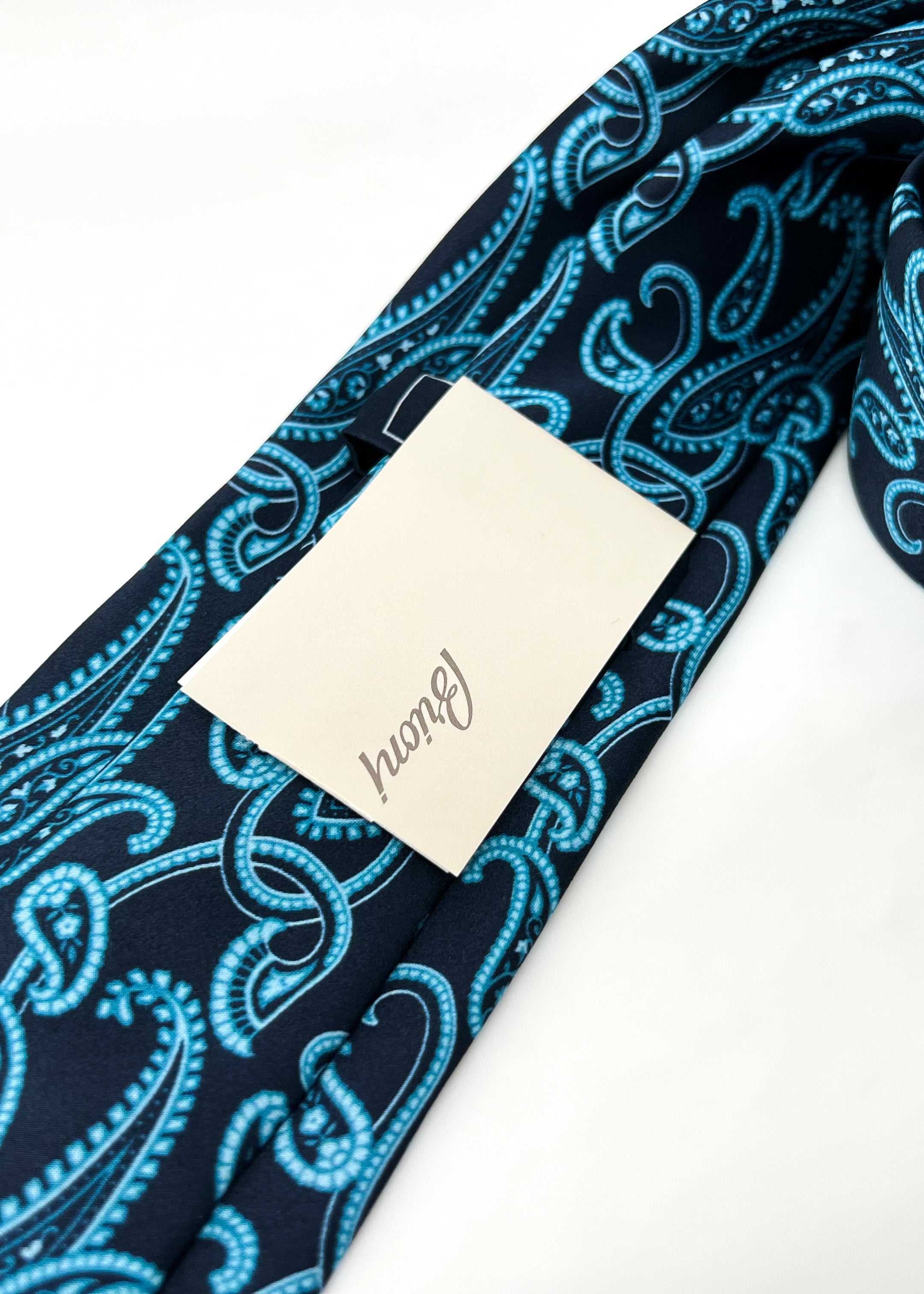 $240 BRIONI - Bold Blue Large Paisley Silk 3" - Tie