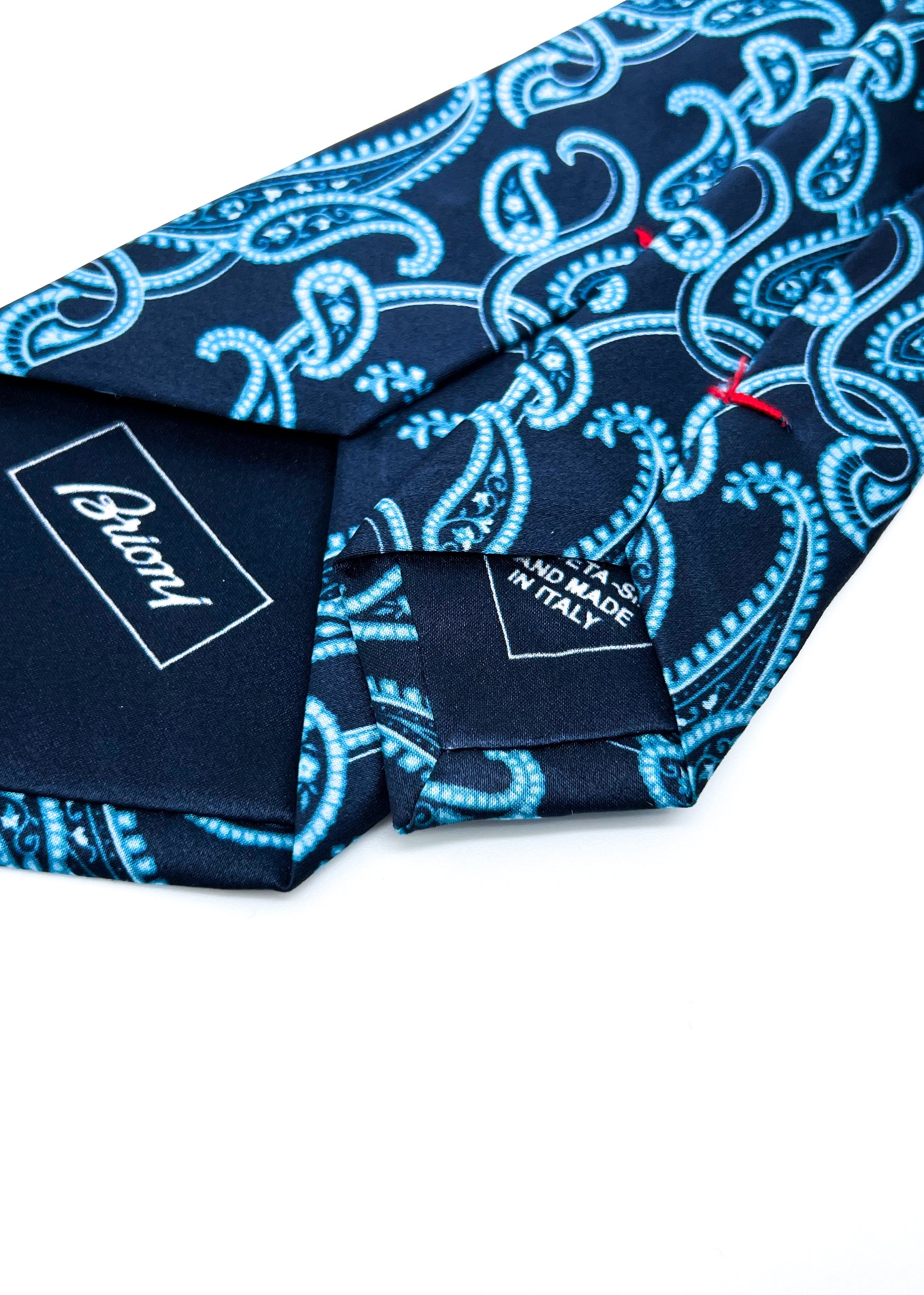 $240 BRIONI - Bold Blue Large Paisley Silk 3" - Tie
