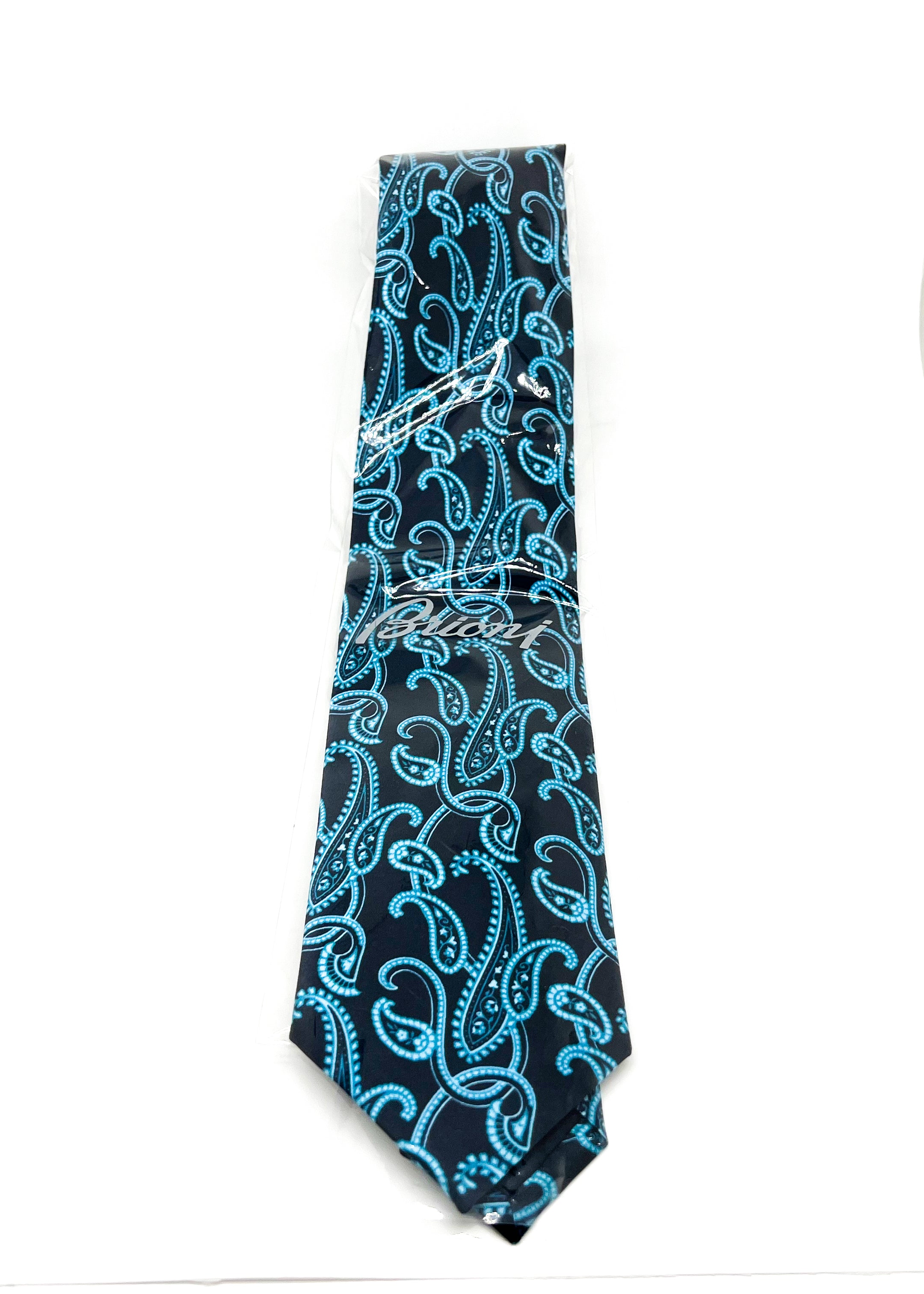 $240 BRIONI - Bold Blue Large Paisley Silk 3" - Tie