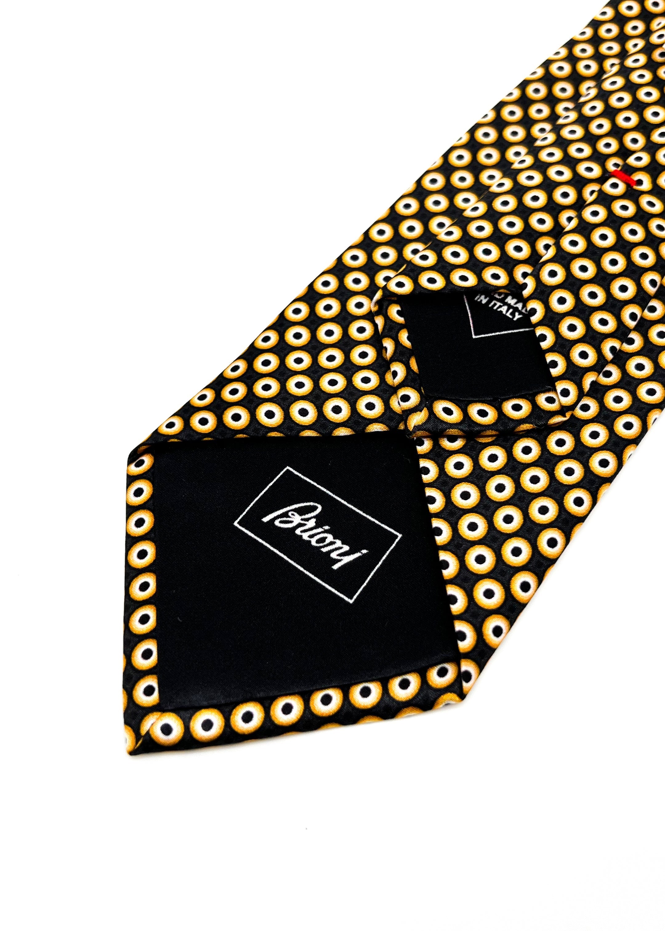 $240 BRIONI - Gold & Black Medallion Tie Silk 3" - Tie
