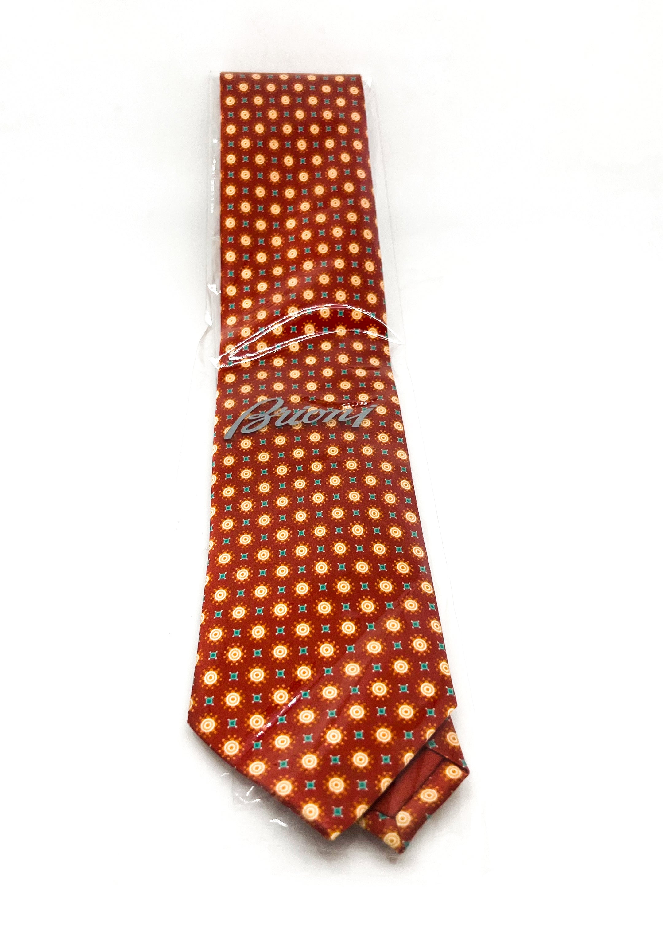 $240 BRIONI - Flower & Medallion Red/Rust *POWER TIE* Silk 3" - Tie