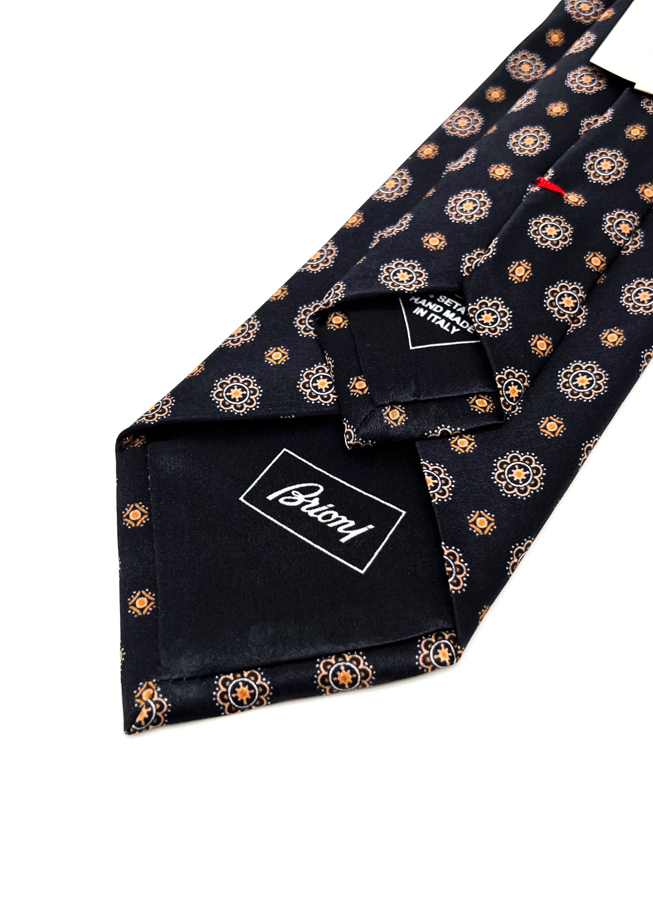 $240 BRIONI - Black Floral Pattern Silk 3" - Tie