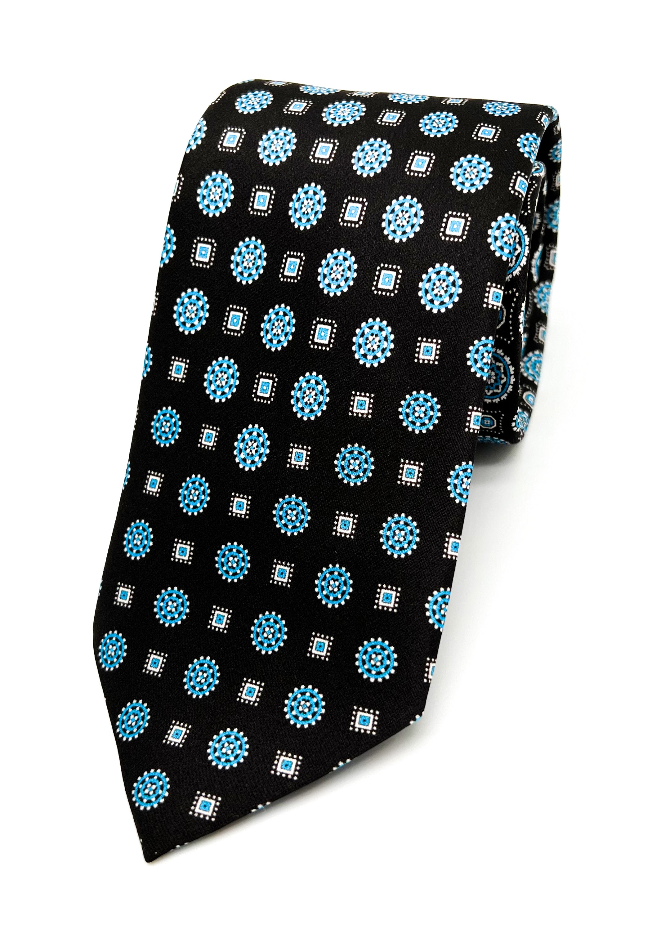 $240 BRIONI - Gradient Medallion Pattern Silk 3" - Tie