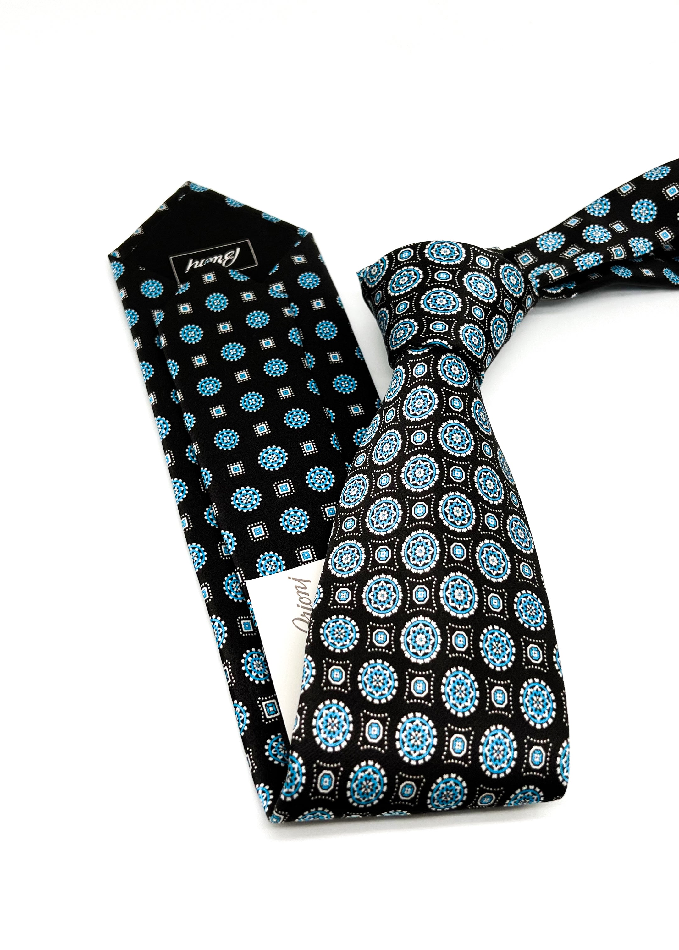 $240 BRIONI - Gradient Medallion Pattern Silk 3" - Tie