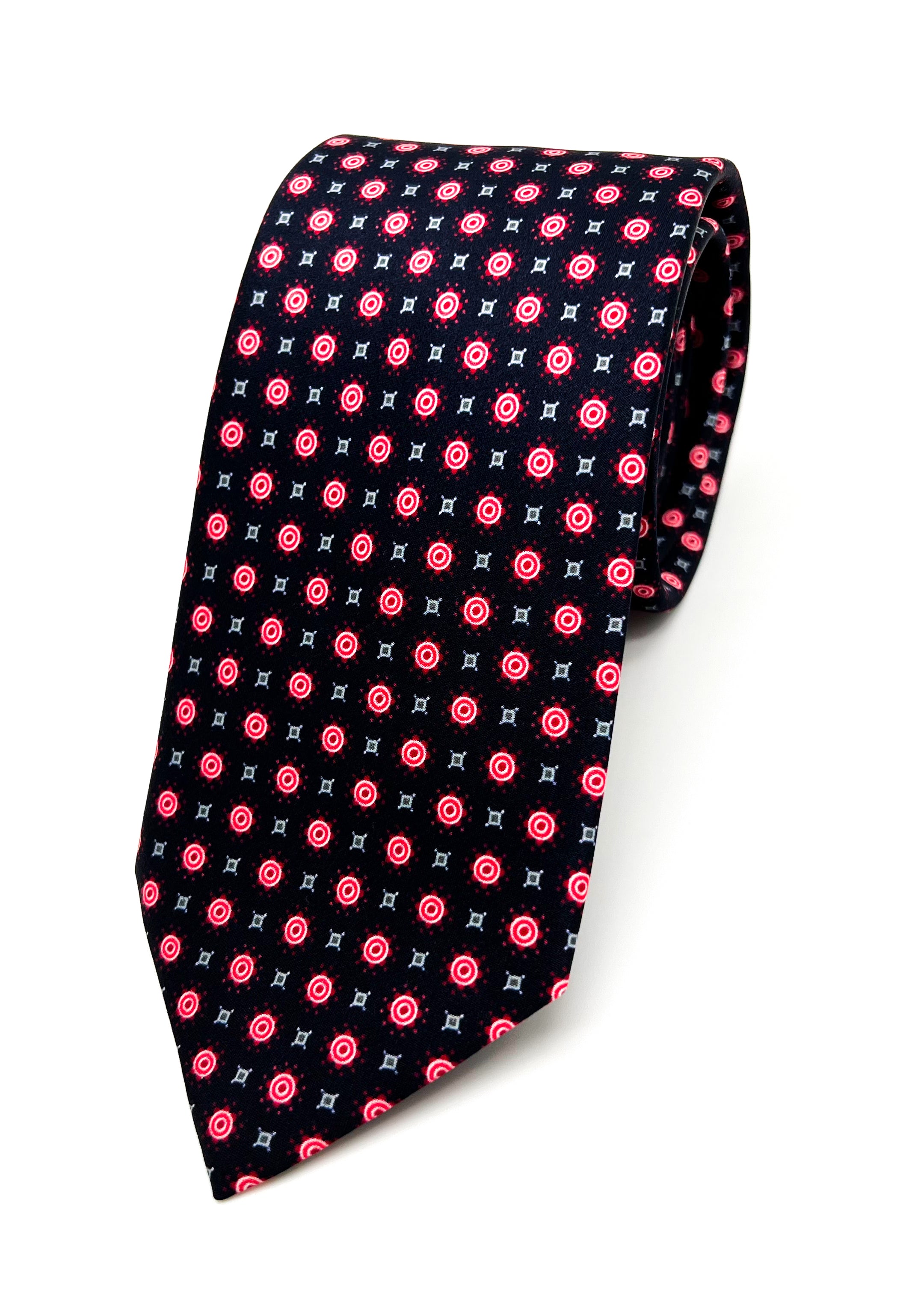 $240 BRIONI - Pink & Black Patterned Tie Silk 3" - Tie