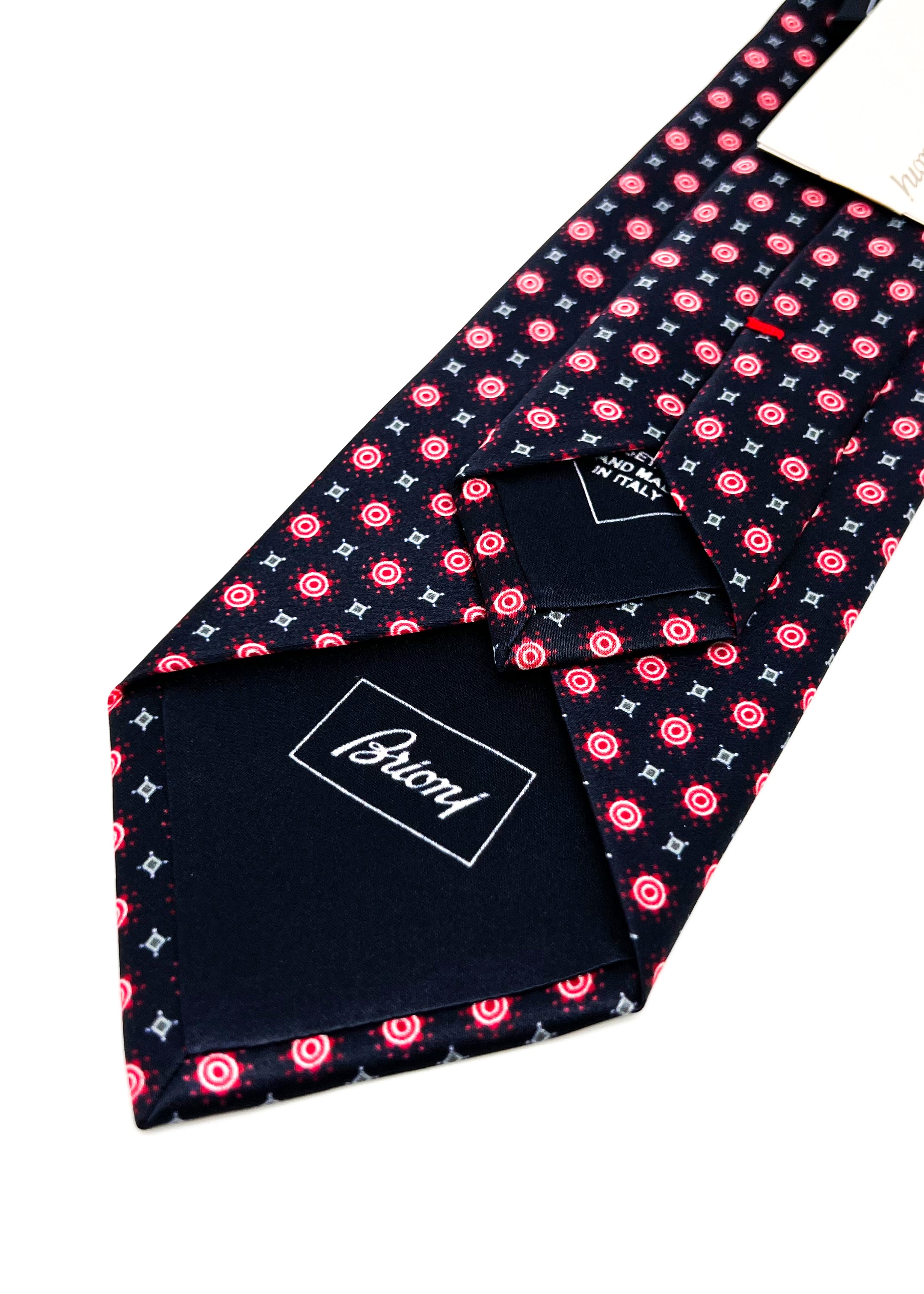 $240 BRIONI - Pink & Black Patterned Tie Silk 3" - Tie