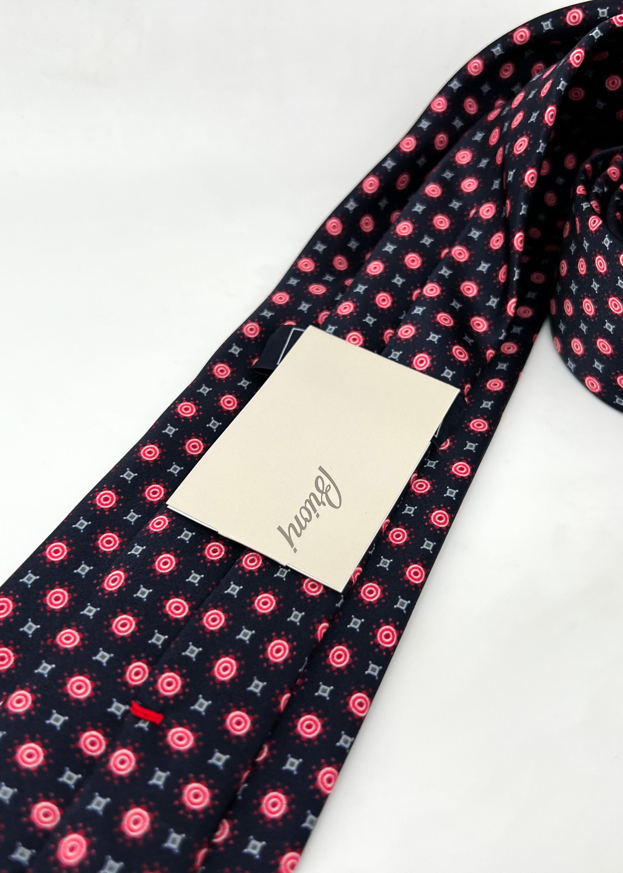$240 BRIONI - Pink & Black Patterned Tie Silk 3" - Tie